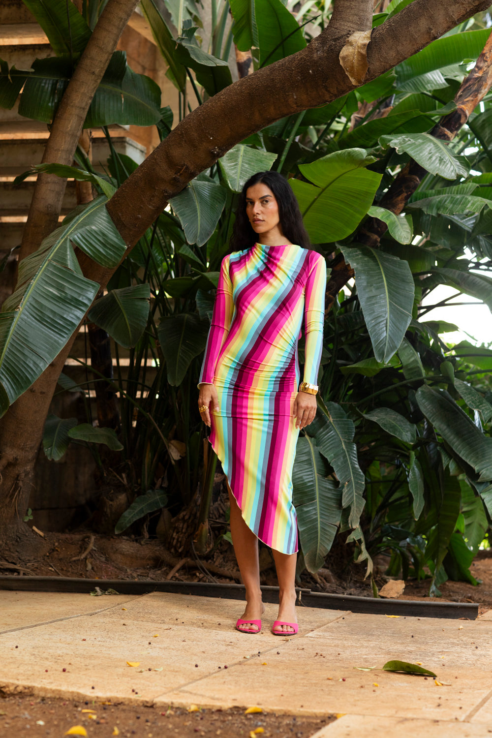RIO DRESS PASTEL STRIPED MULTICOLOR