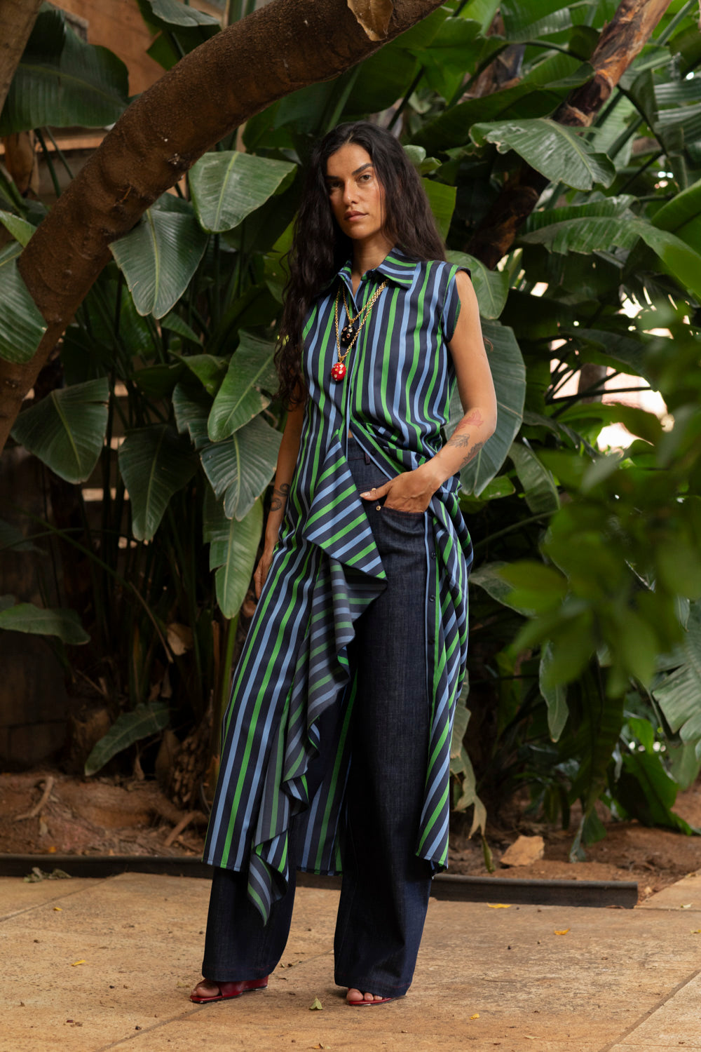 TULIA DRESS STRIPED NAVY BLUE