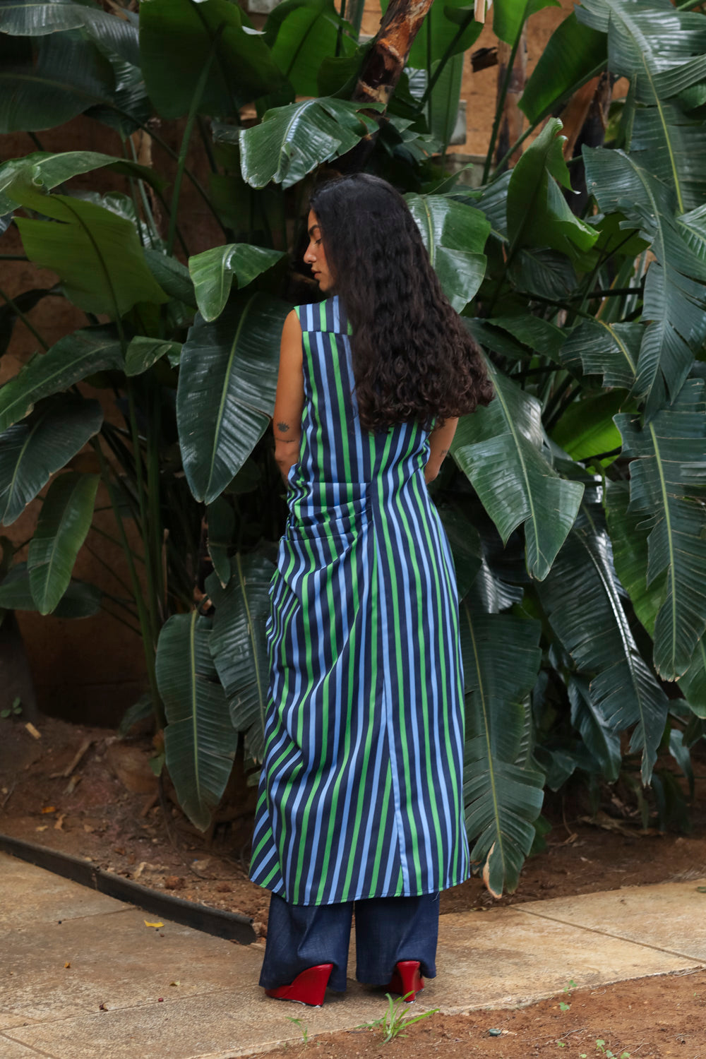 TULIA DRESS STRIPED NAVY BLUE