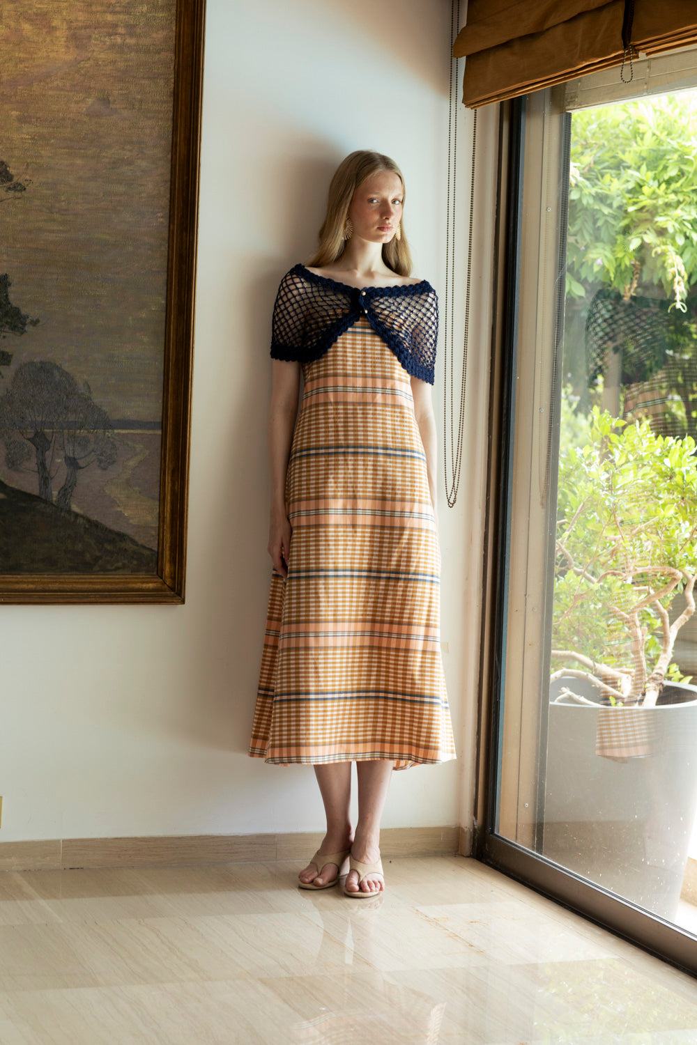 SOLA DRESS CARREAUX PEACH