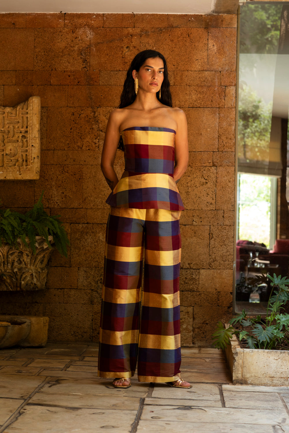 VEYA CORSET TAFFETA CARREAUX PURPLE/GOLD