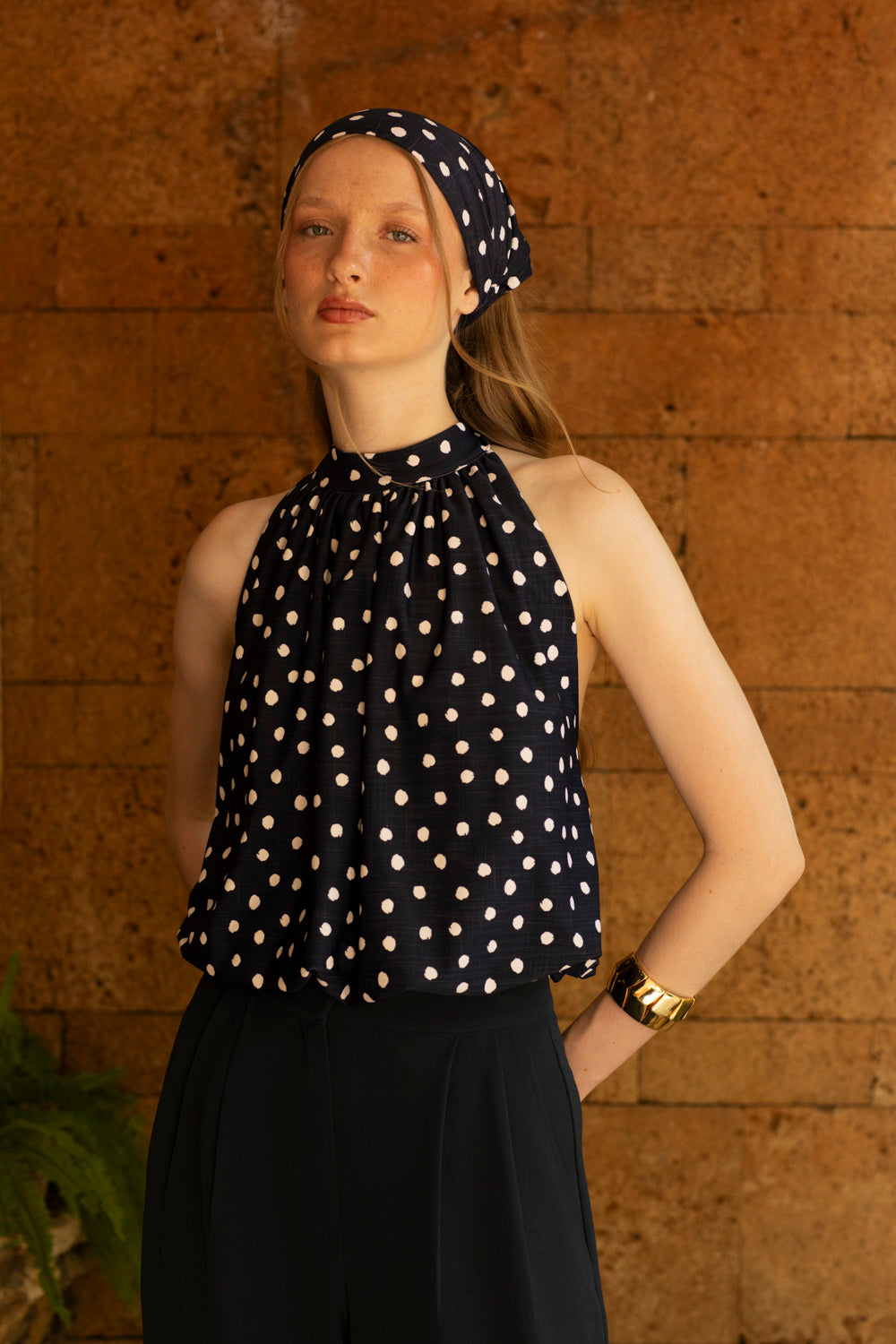 AZURA TOP BLACK POLKADOT