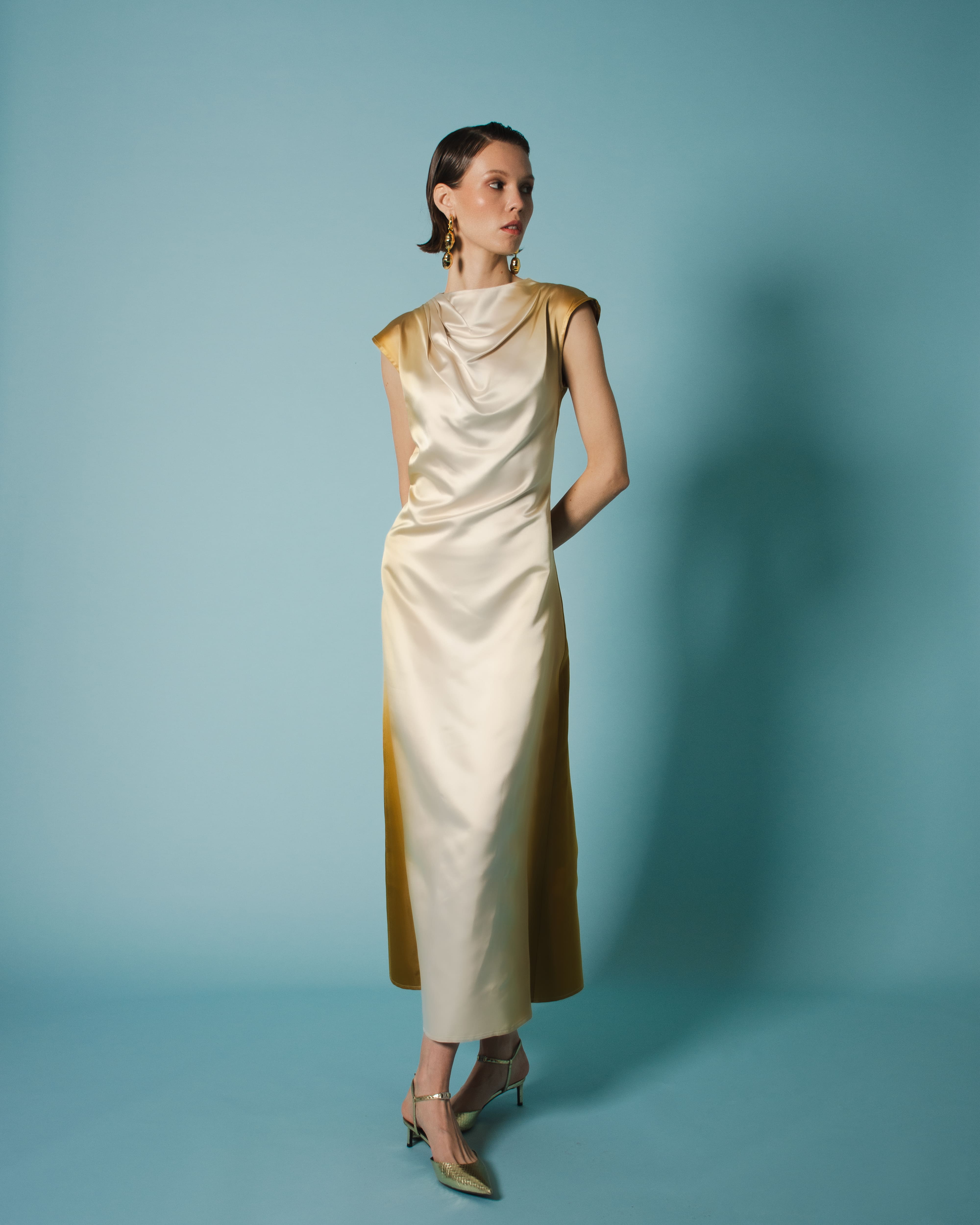 NOOR DRESS SOIE DEGRADE GOLD