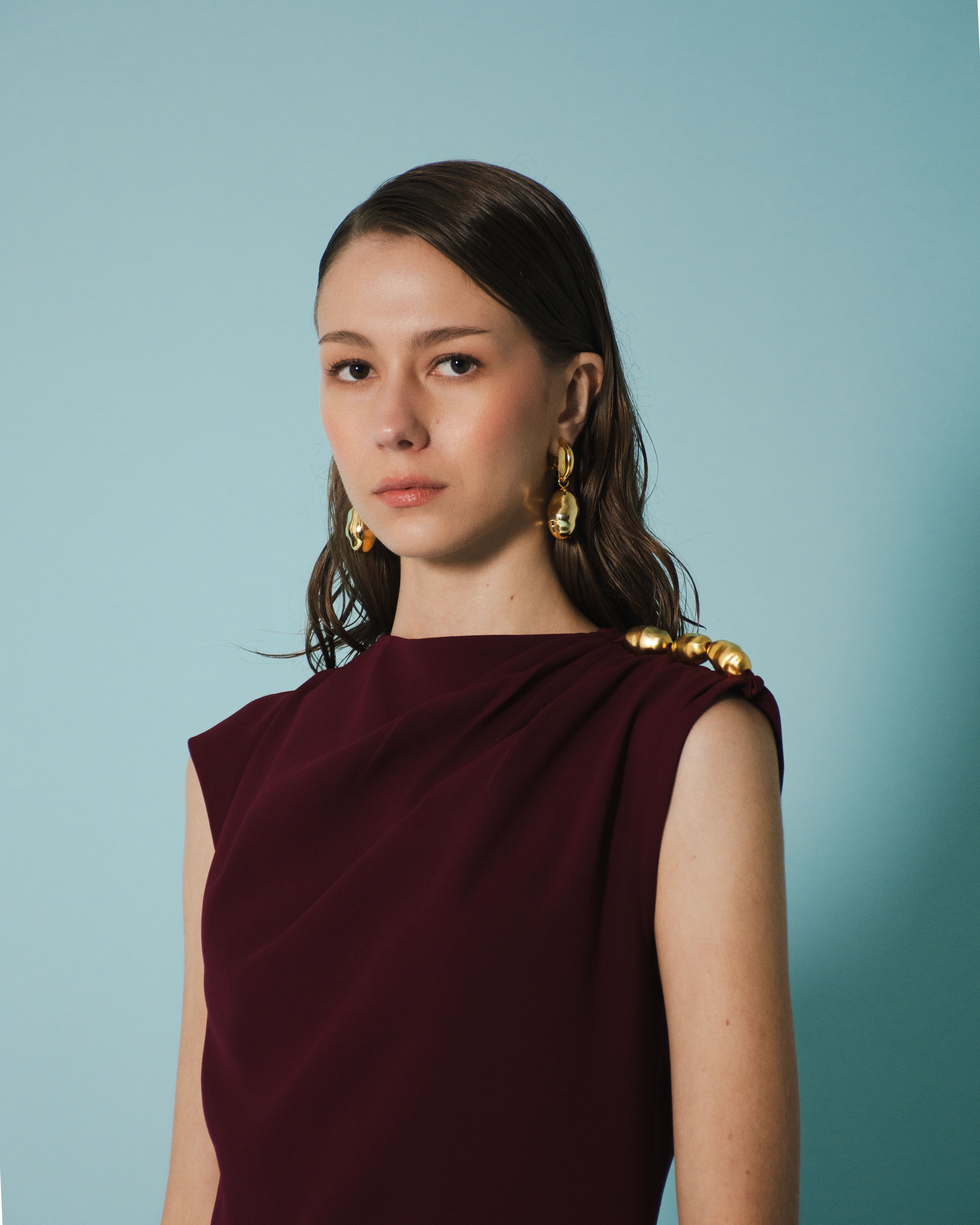 NOOR DRESS CREPE BORDEAUX