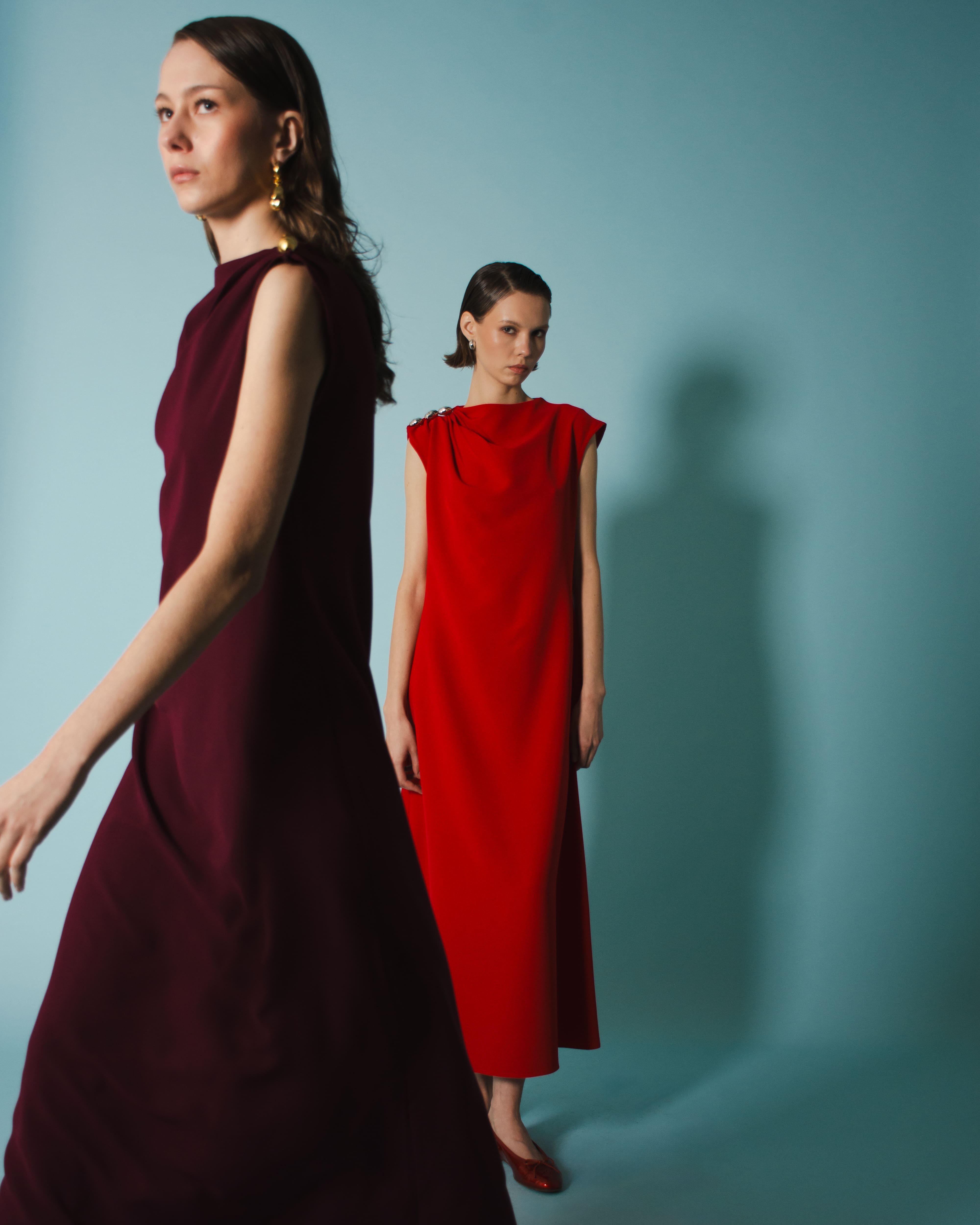 NOOR DRESS CREPE BORDEAUX