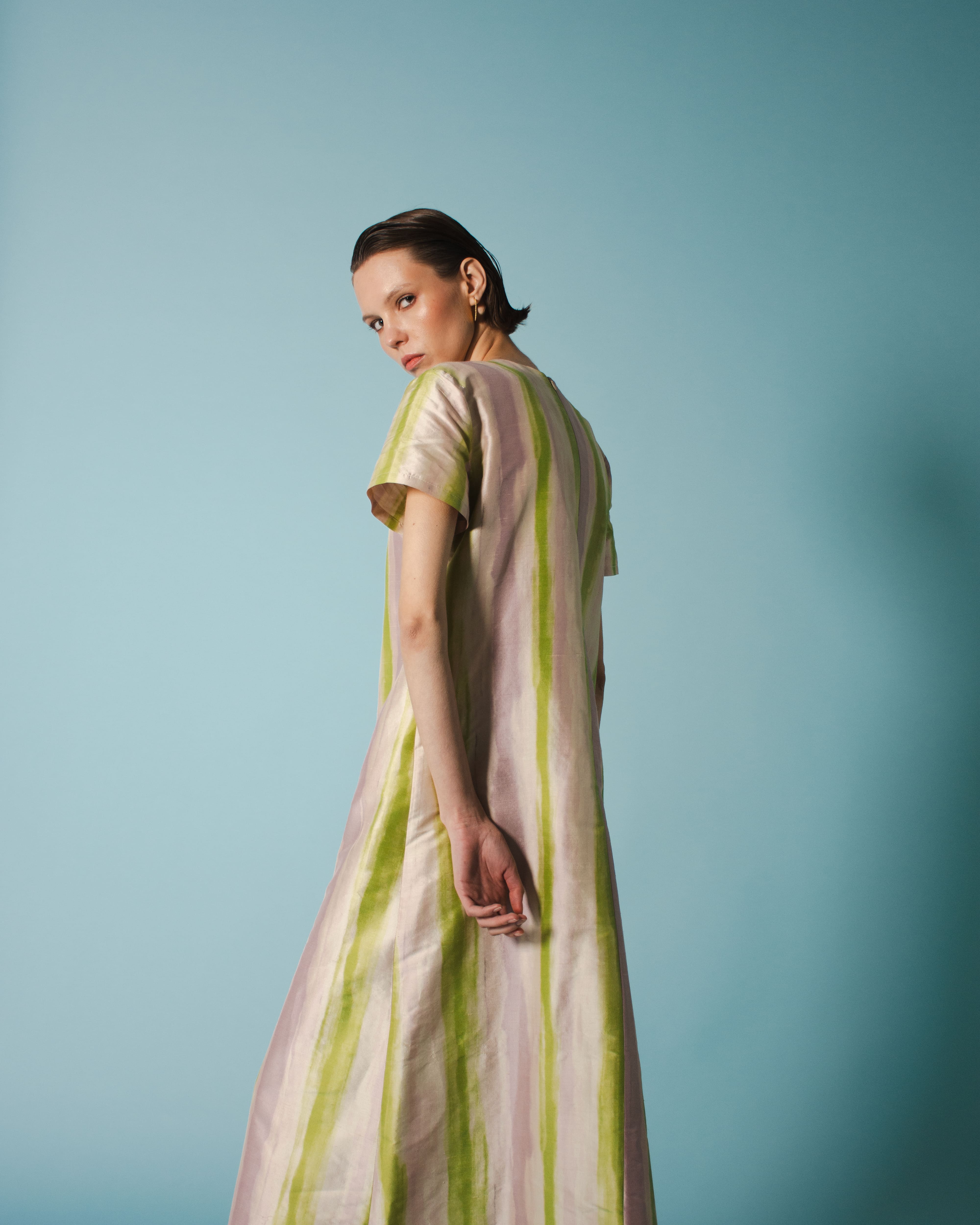 DAKOTA DRESS TAFFETA STRIPED PASTEL