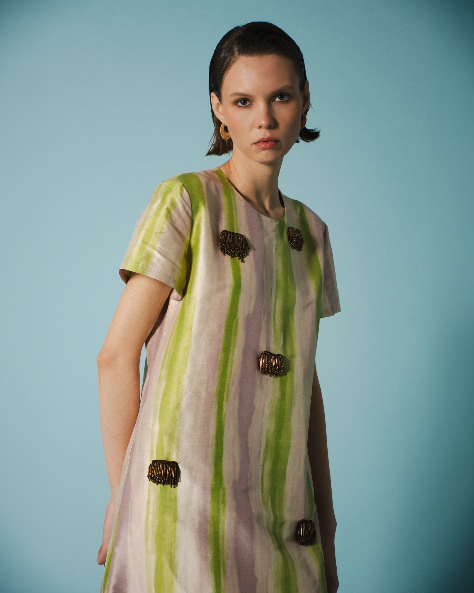 DAKOTA DRESS TAFFETA STRIPED PASTEL