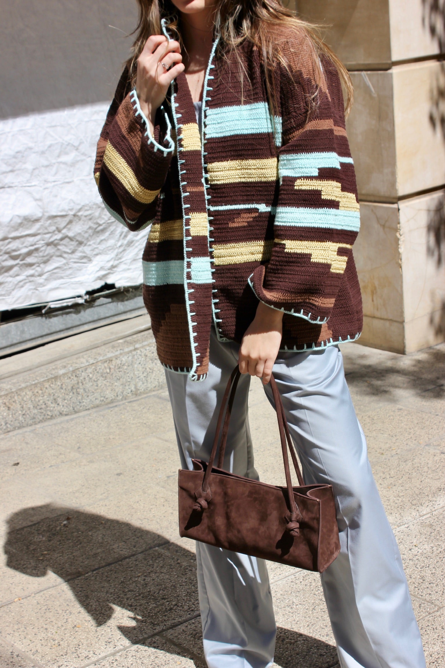 KIONA JACKET LONG BROWN/AQUA OS