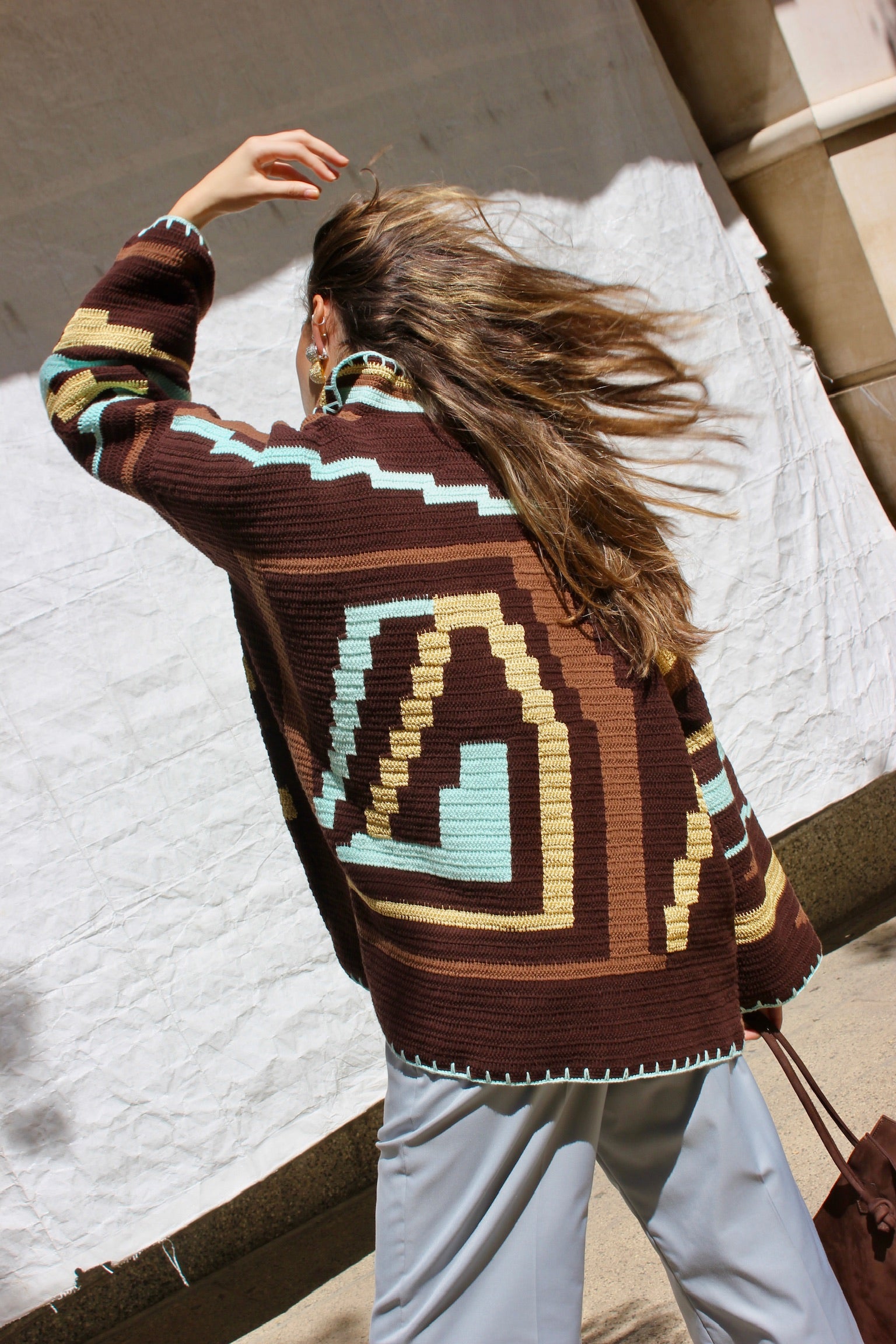KIONA JACKET LONG BROWN/AQUA OS