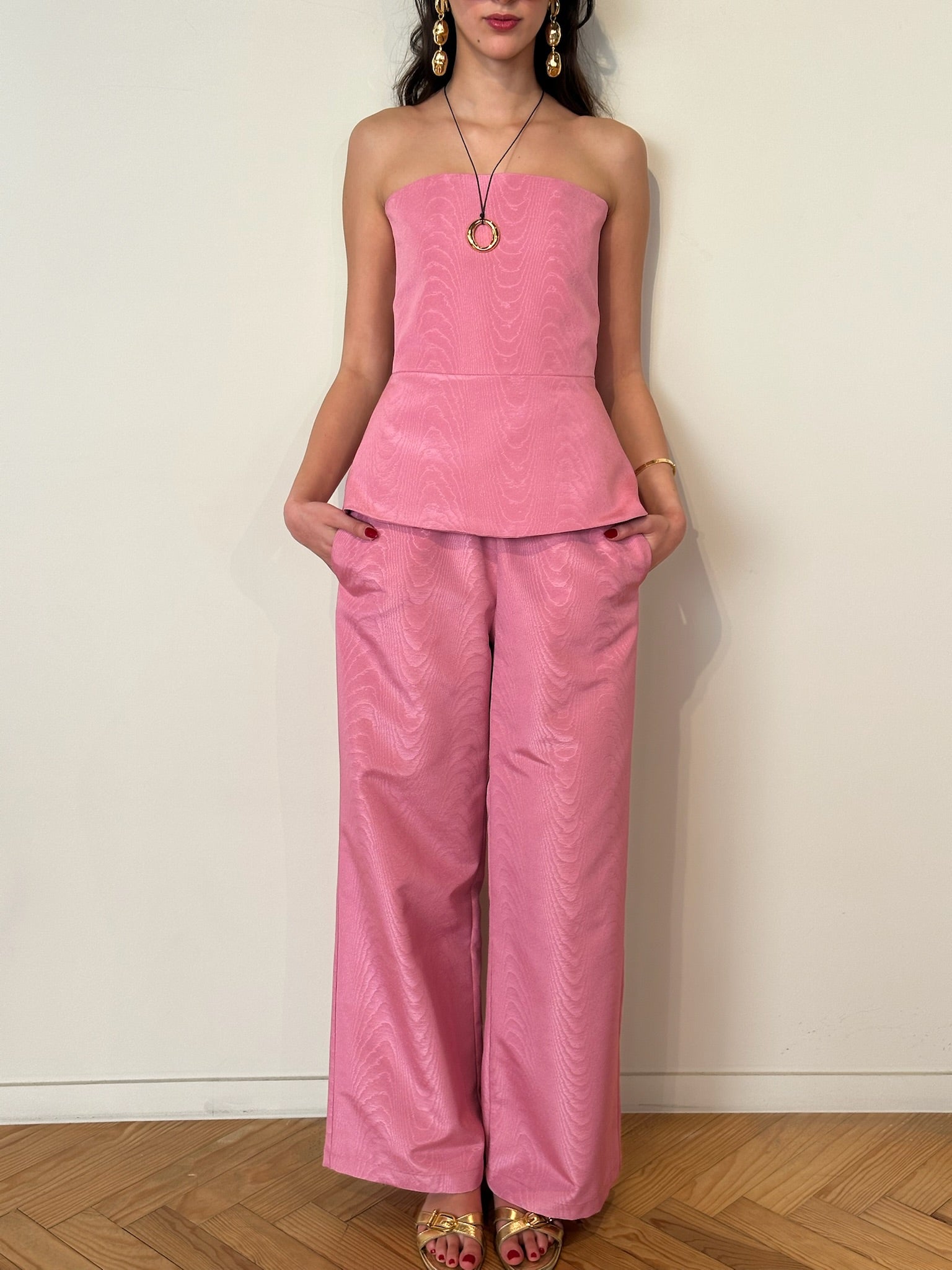 VEYA CORSET TAFFETA WAVY PINK