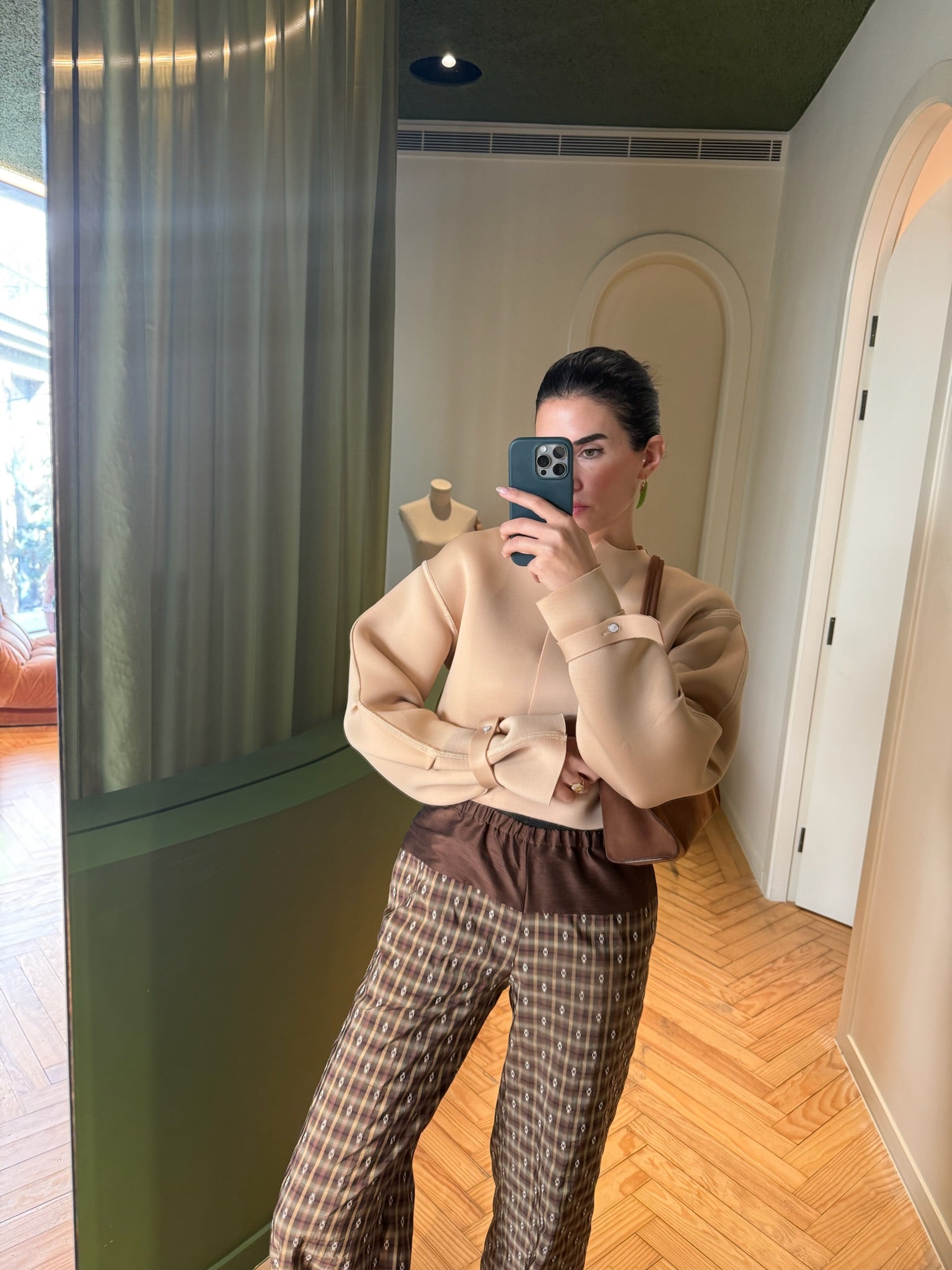 LUNE PANTS TAFFETA BROWN STRIPED