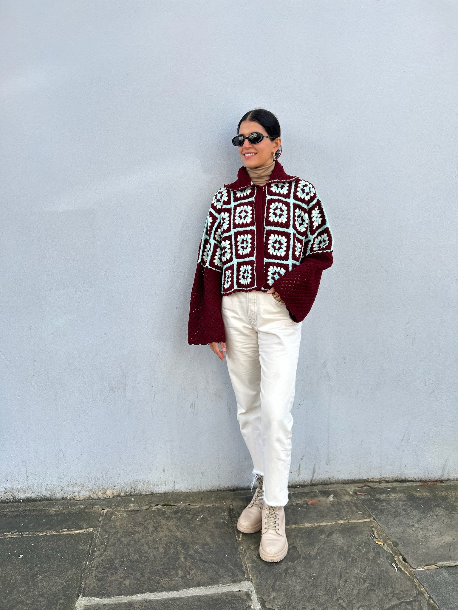 ANYA JACKET BURGUNDY WITH AQUA OS