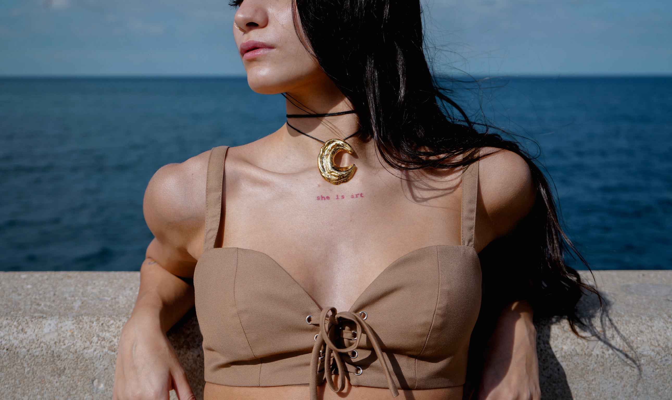 MINI MOON CHOKER / CORDON BEIGE
