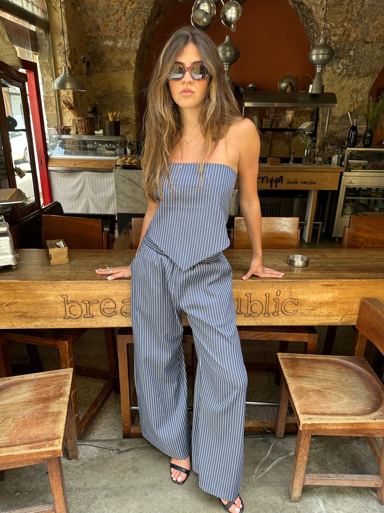 AVIRA SET JEANS RAYE BLEU/BLANC