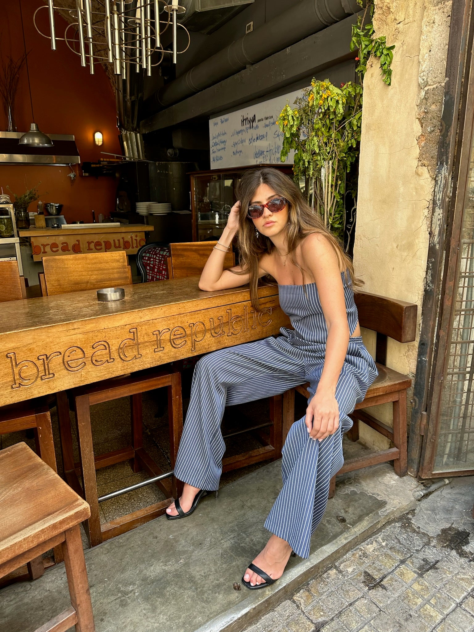 AVIRA SET JEANS RAYE BLEU/BLANC