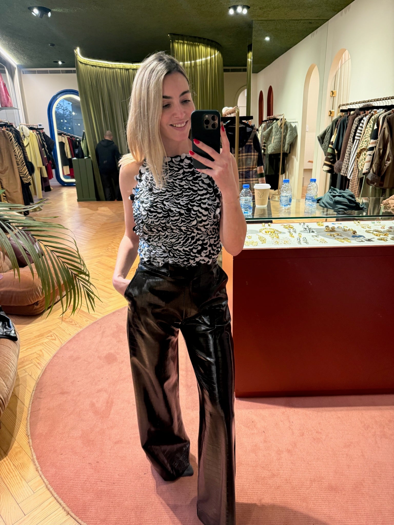 SOLEA TOP PAILLETTE BLACK/WHITE