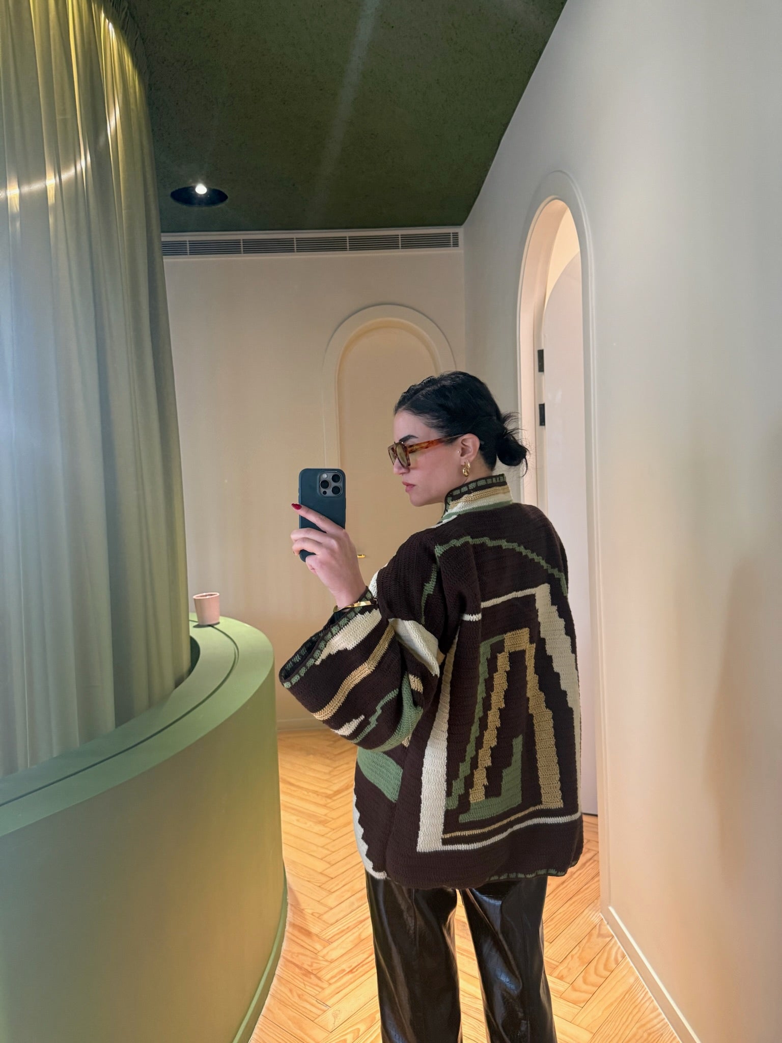 KIONA JACKET LONG BROWN/GREEN OS