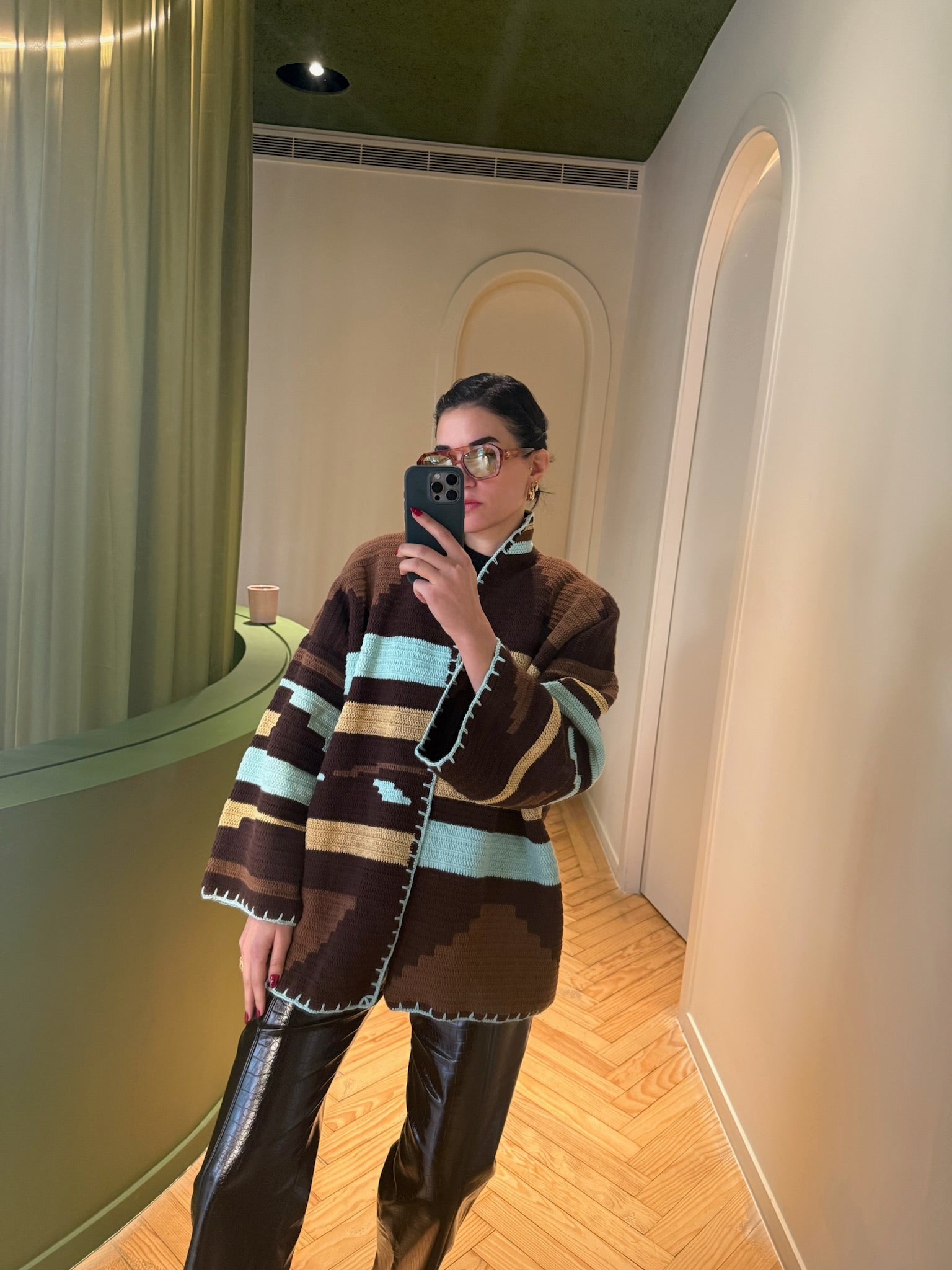 KIONA JACKET LONG BROWN/AQUA OS