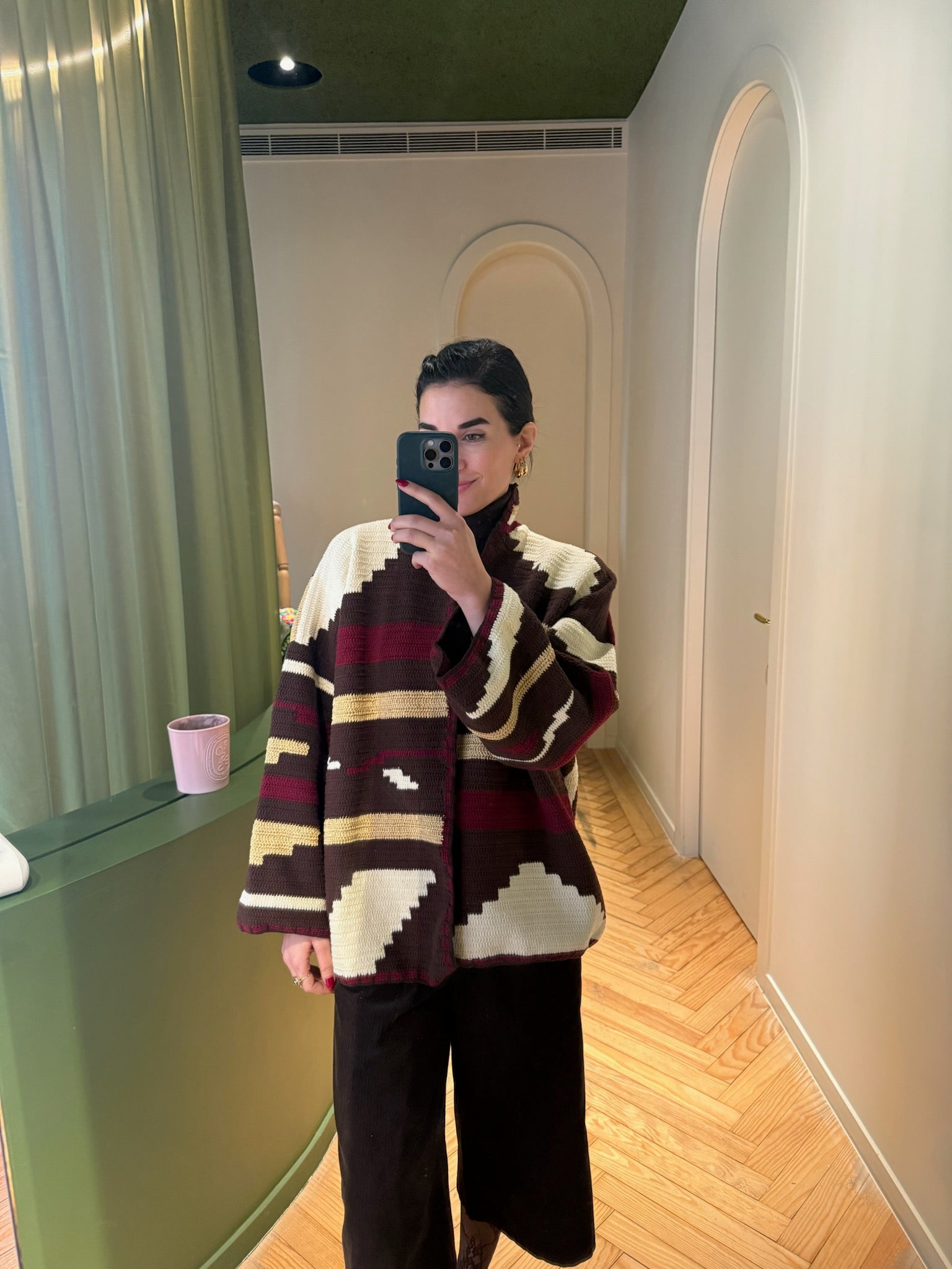 KIONA JACKET LONG BROWN/BURGUNDY OS