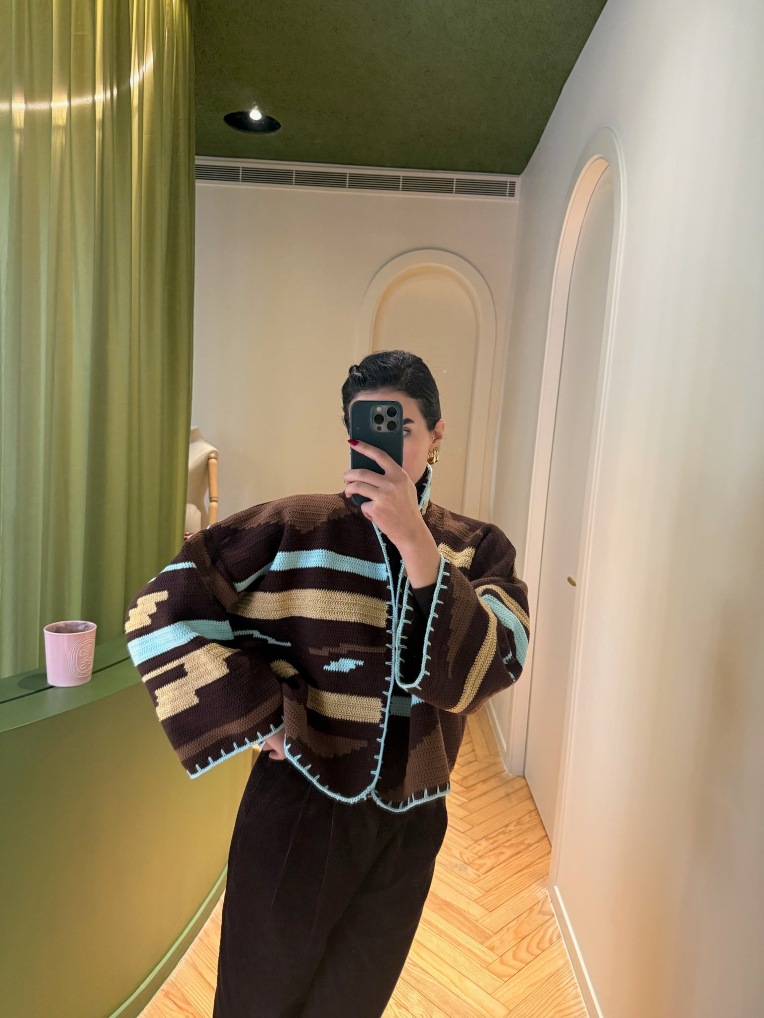 KIONA JACKET BROWN/AQUA OS