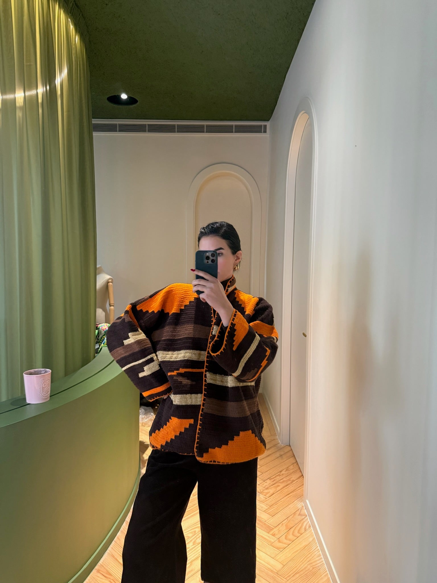 KIONA JACKET LONG BROWN/ORANGE OS