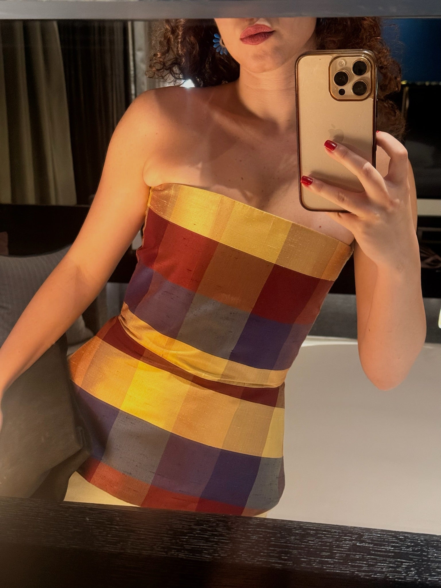 VEYA CORSET TAFFETA CARREAUX PURPLE/GOLD