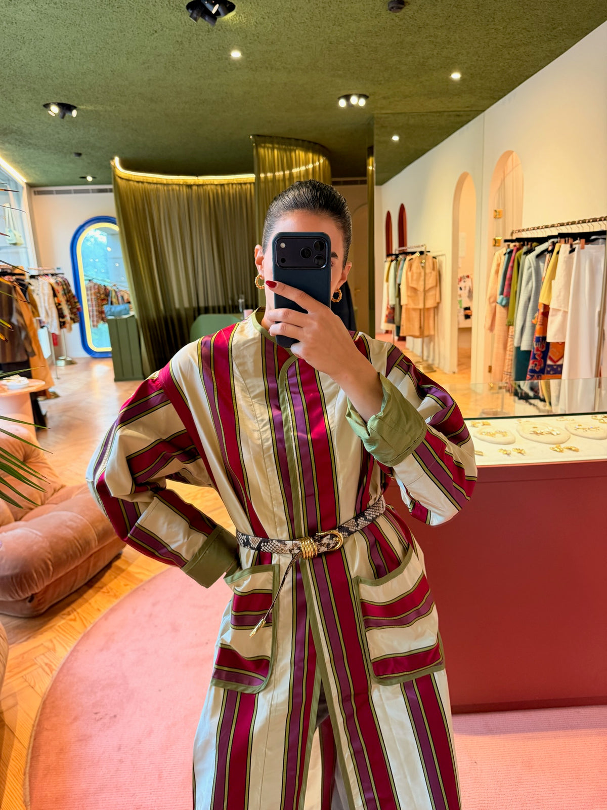 ROMAN LONG JACKET CREAM STRIPED