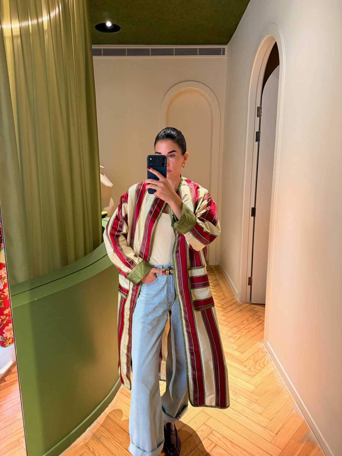 ROMAN LONG JACKET CREAM STRIPED