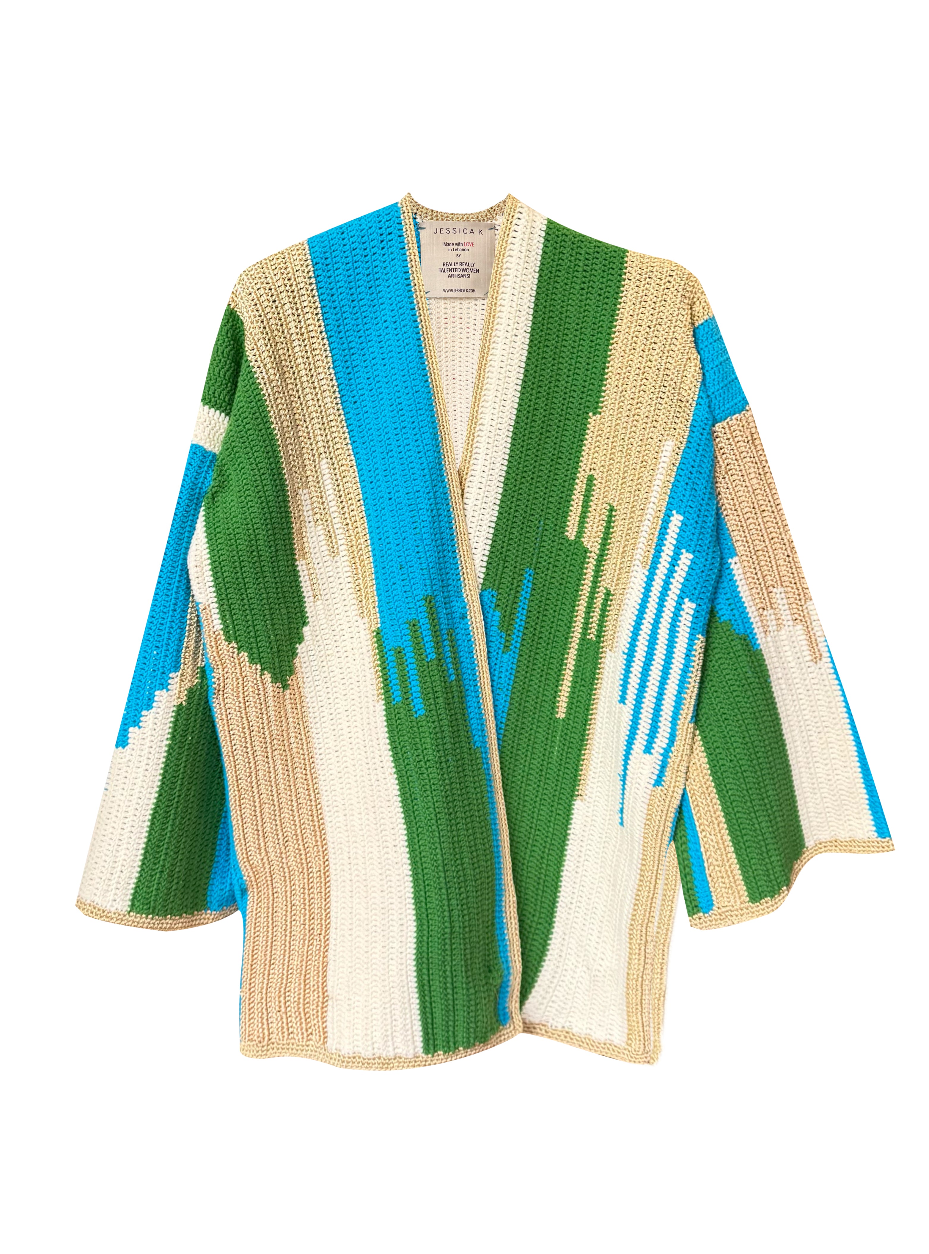 JADE JACKET BEIGE/GREEN/TURQUOISE