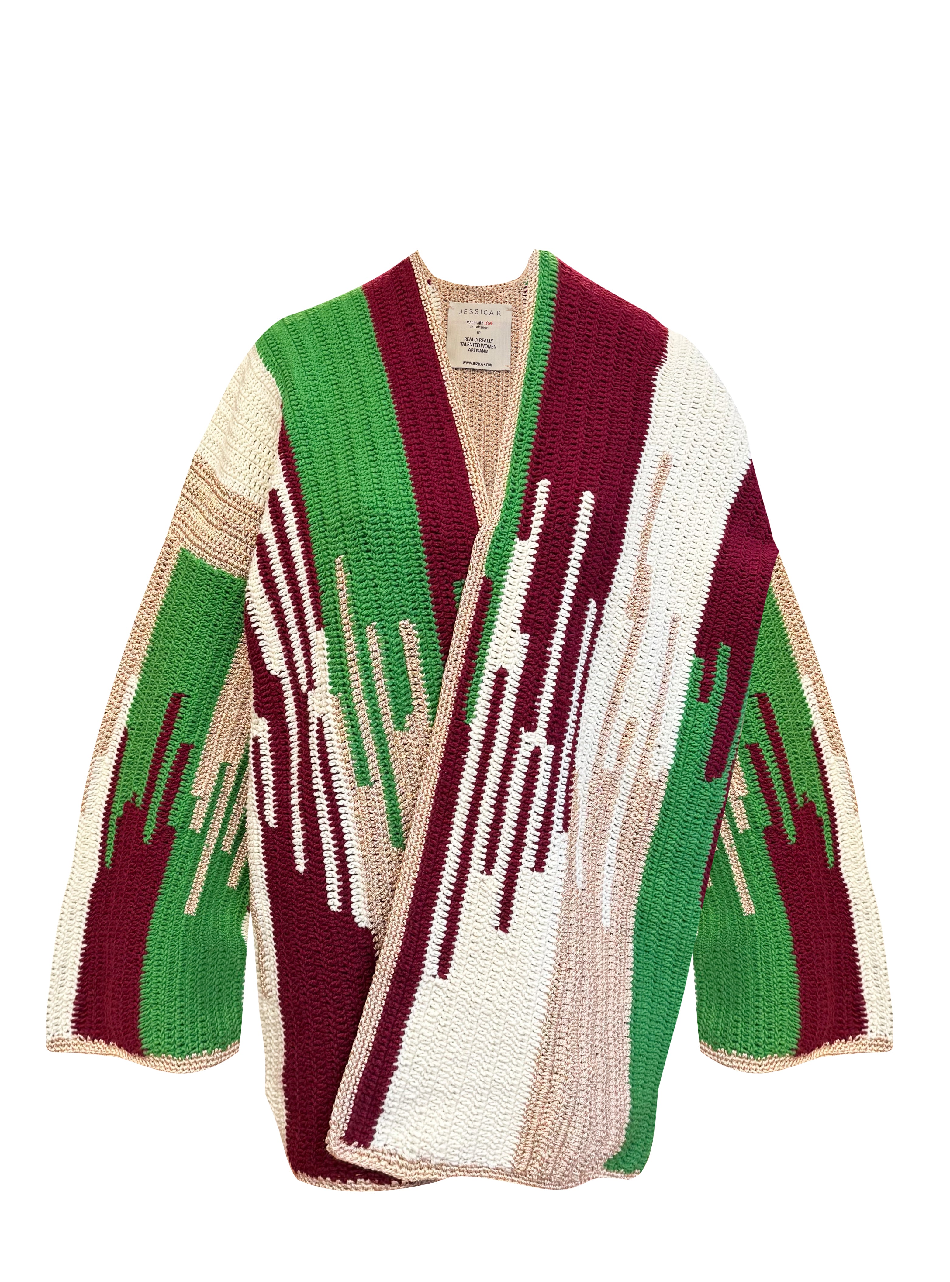 JADE JACKET BEIGE/GREEN/BURGUNDY