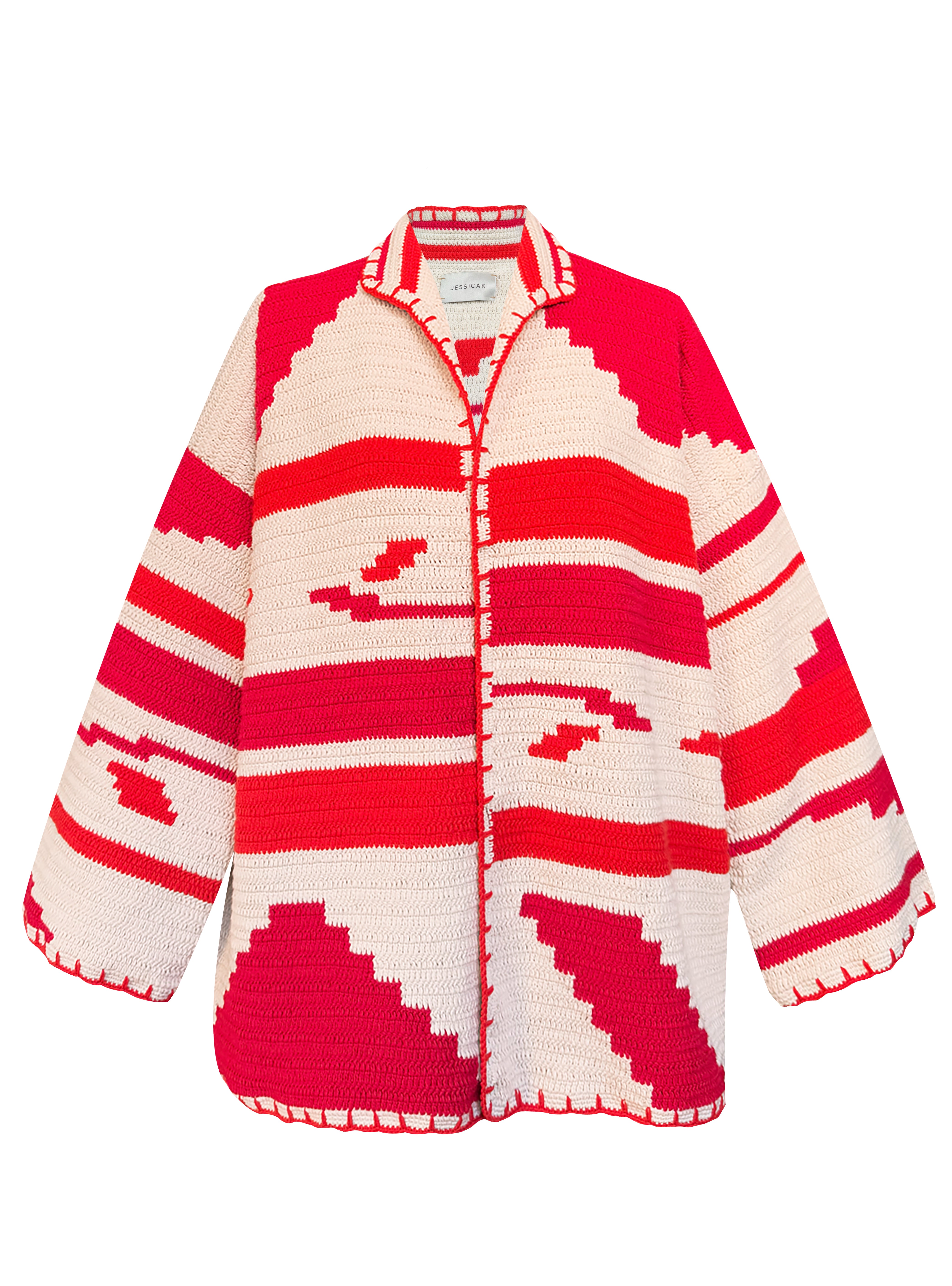 KIONA JACKET LONG BEIGE/RED OS