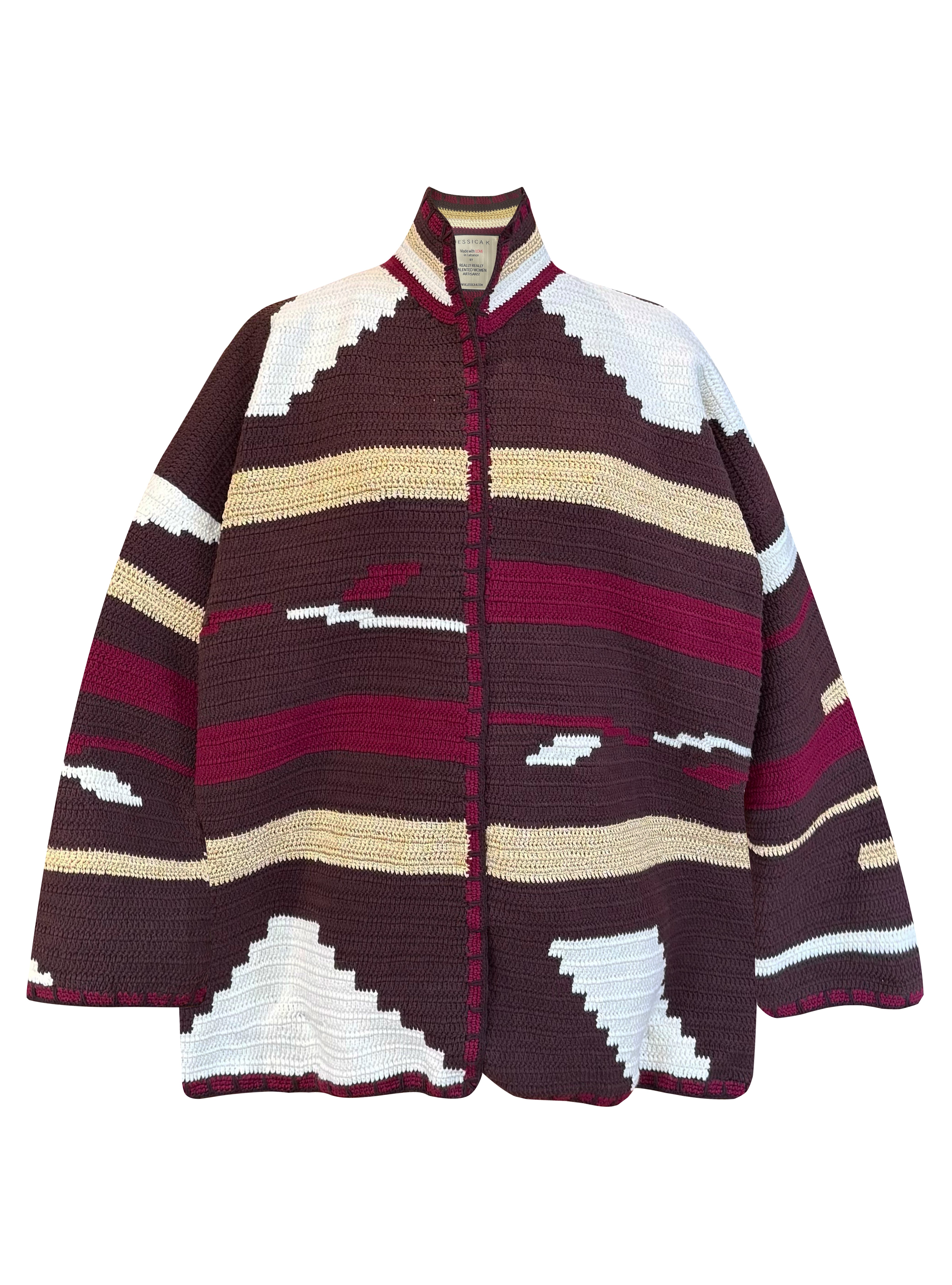 KIONA JACKET LONG BROWN/BURGUNDY OS
