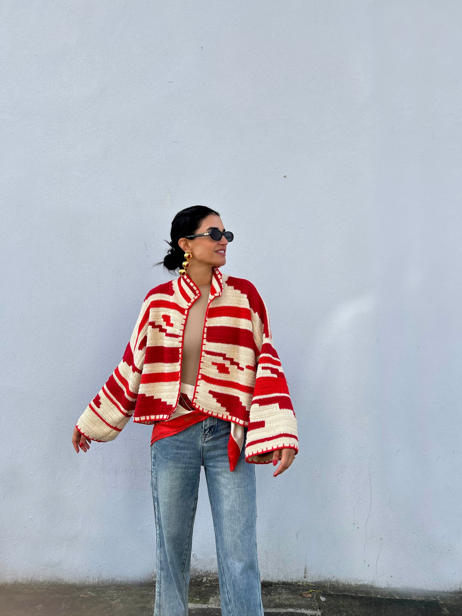KIONA JACKET BEIGE/RED OS