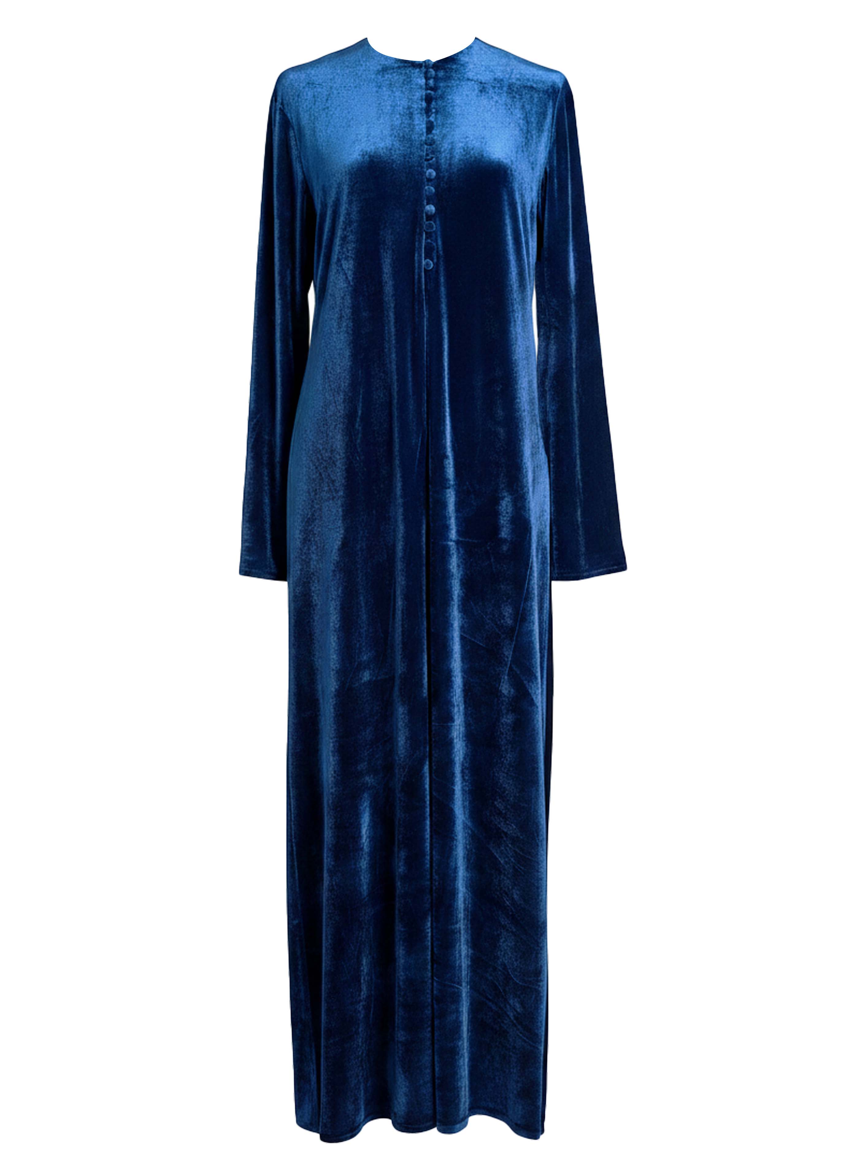 LUEUR DRESS PAISLEY VELVET NAVY BLUE