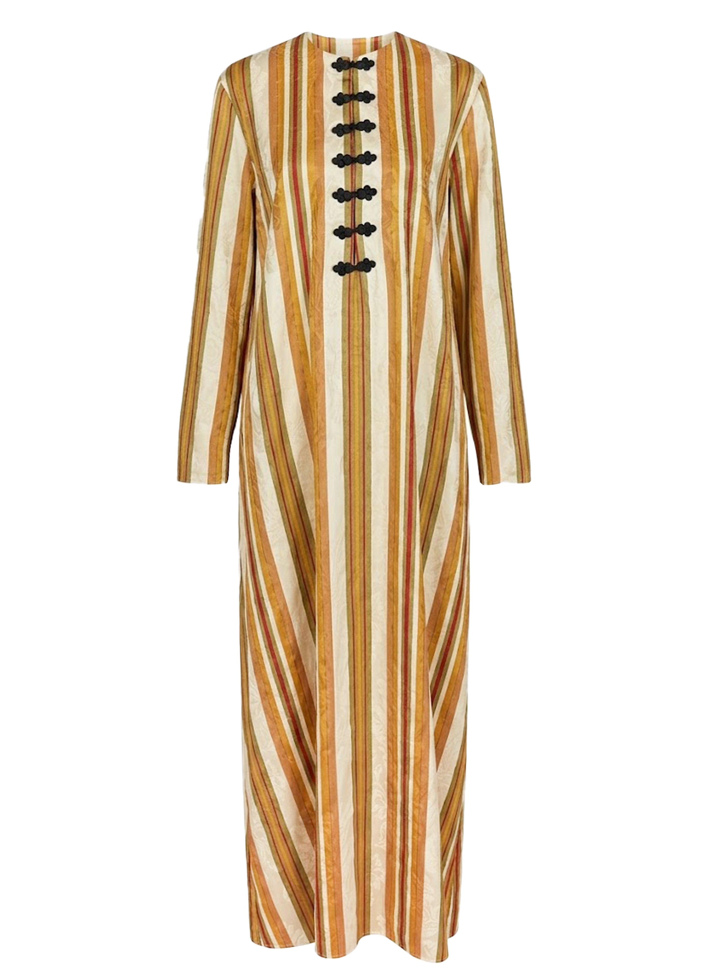 LUEUR DRESS LIN RAYE WHITE/ORANGE