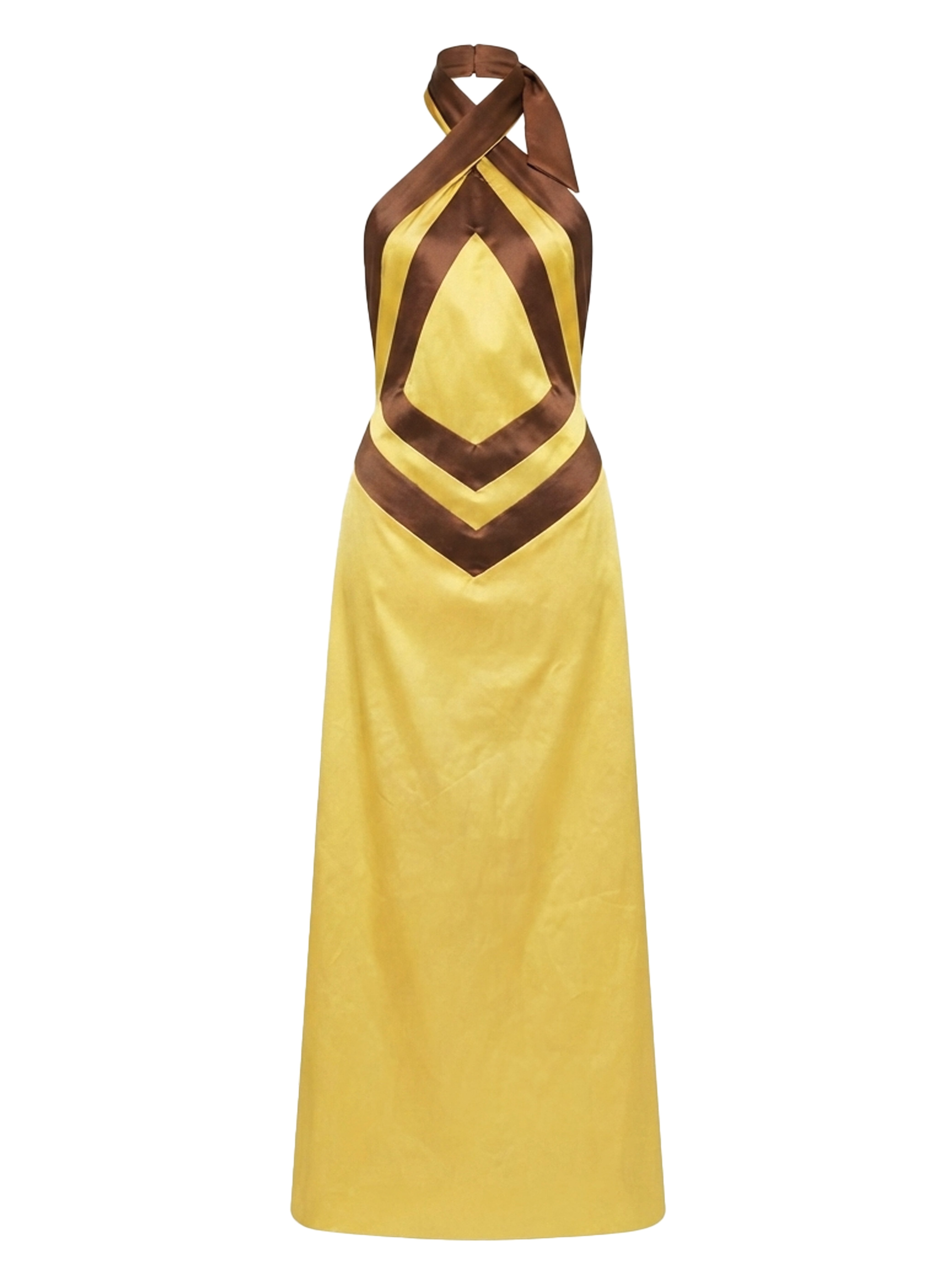 LUMINA DRESS TAFFETA YELLOW/BROWN