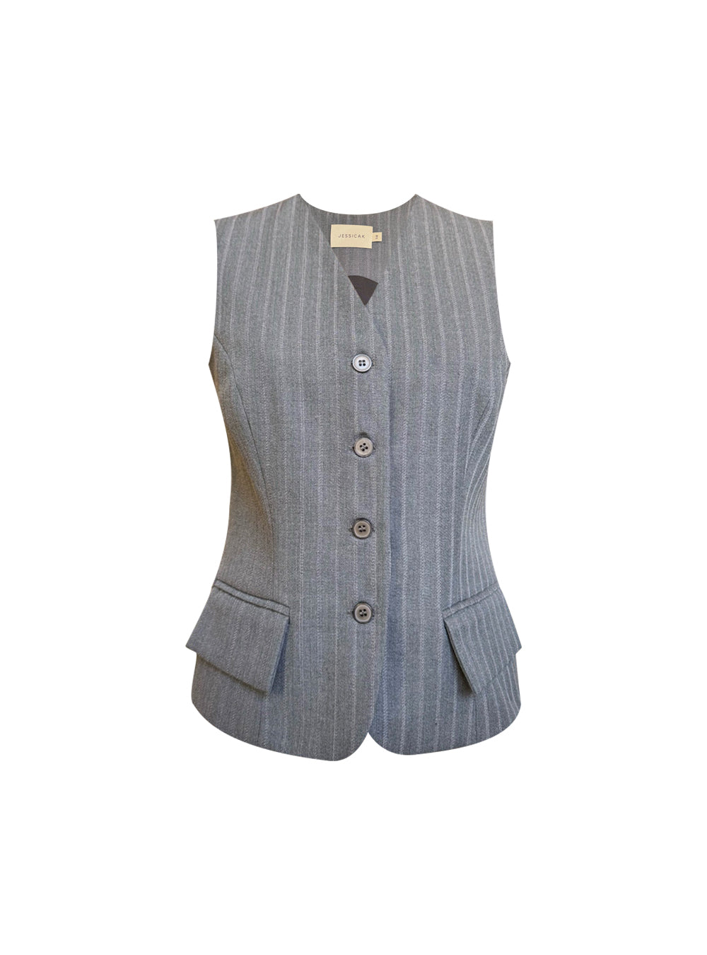 NEBO GILET WOOL STRIPED GREY/GREEN