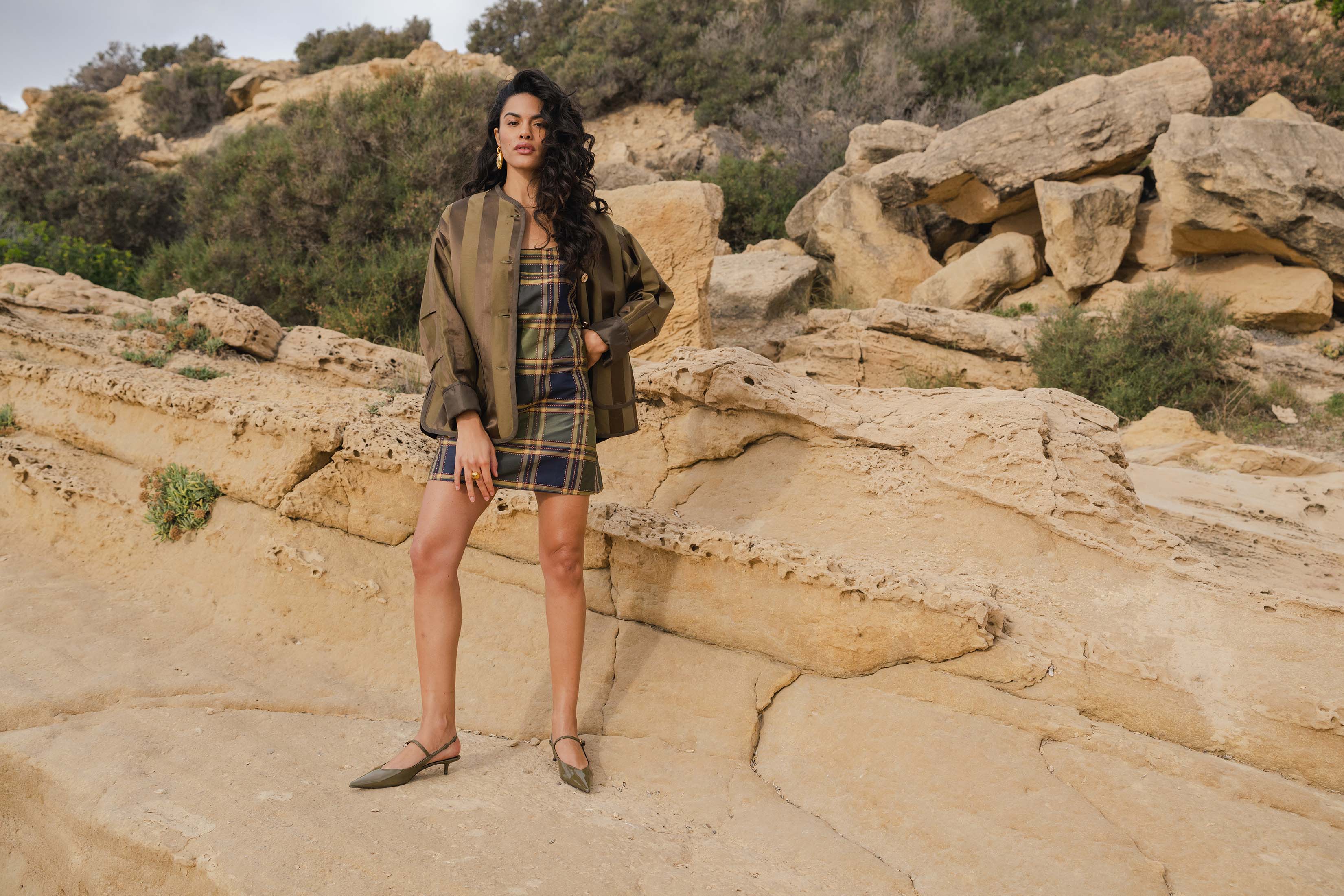 SENA DRESS TAFFETA CARREAUX