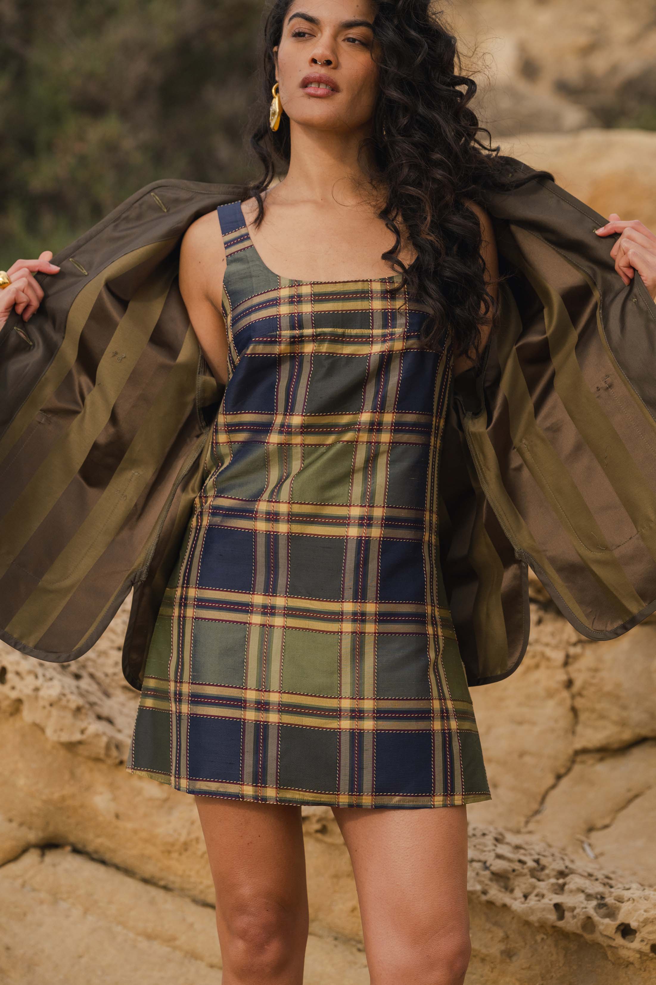 SENA DRESS TAFFETA CARREAUX