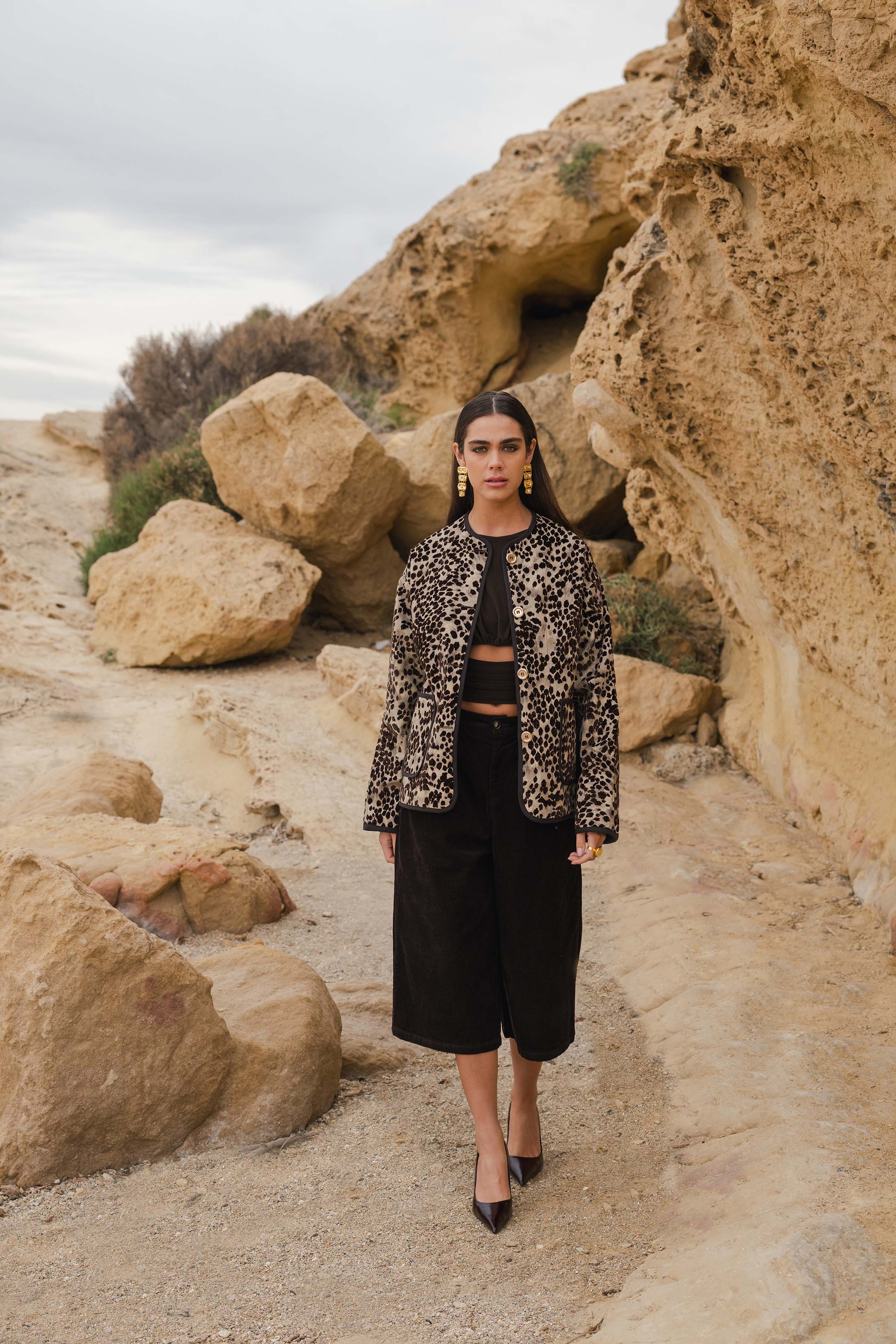 ROMAN JACKET TWEED LEOPARD PRINT