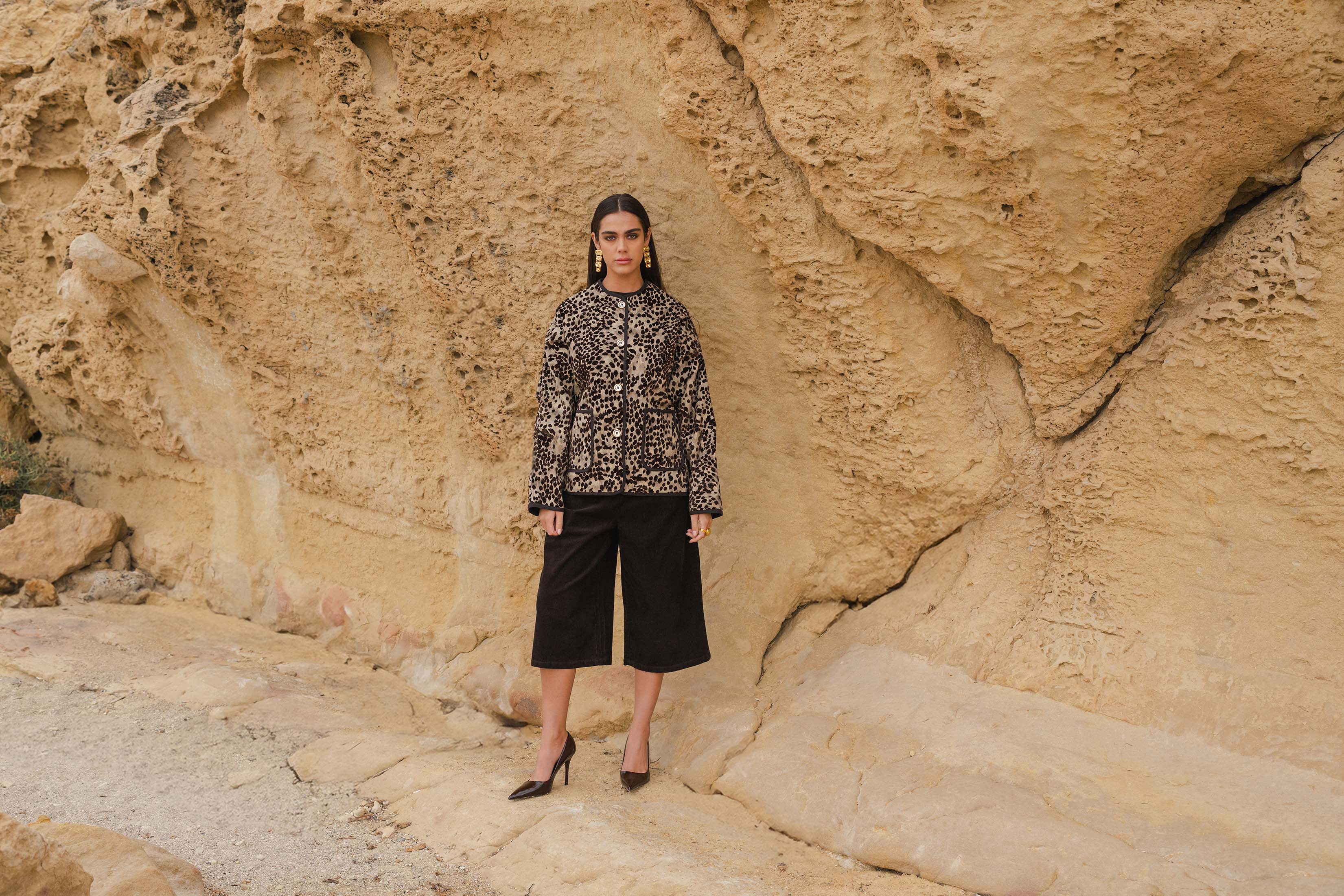 ROMAN JACKET TWEED LEOPARD PRINT