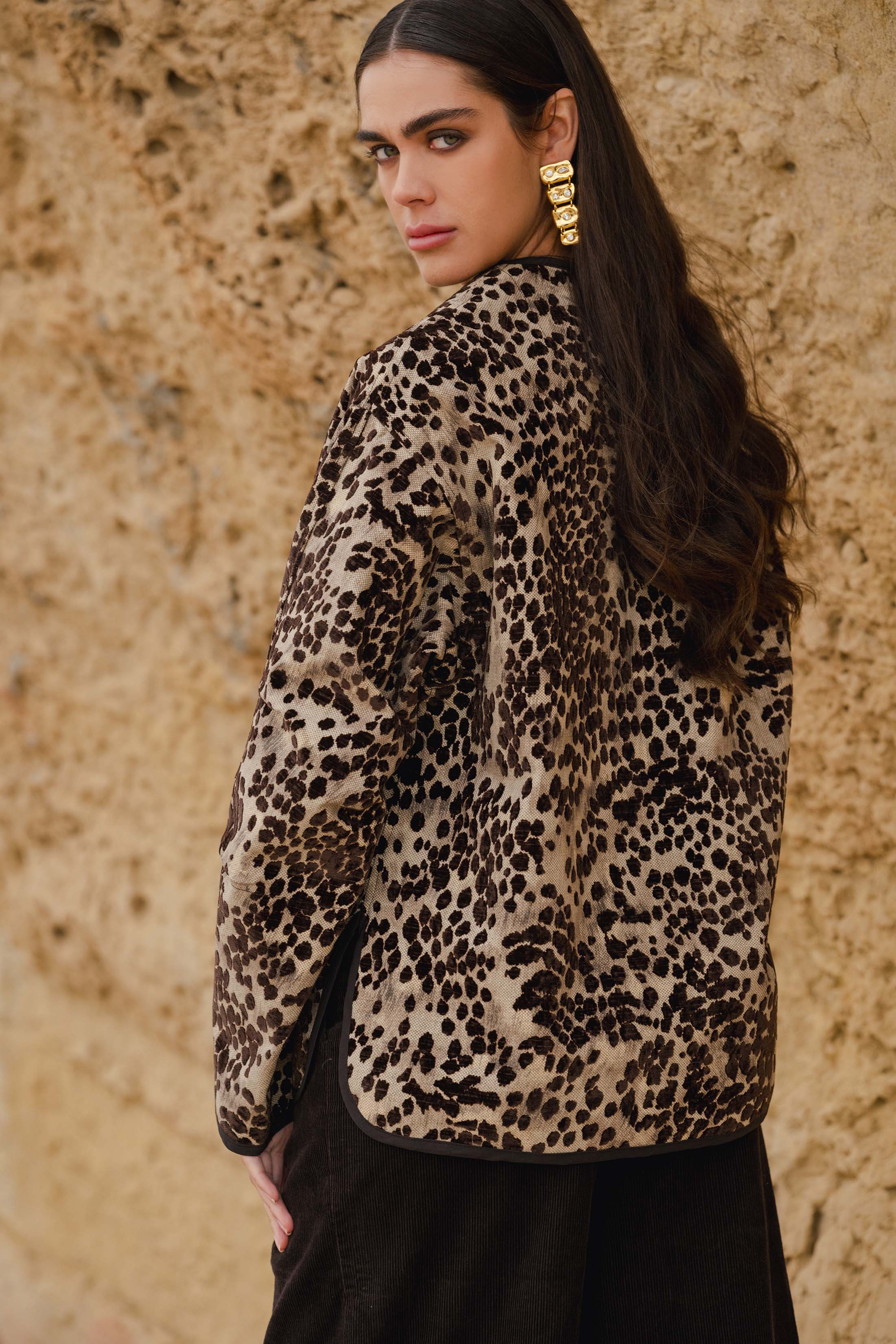 ROMAN JACKET TWEED LEOPARD PRINT