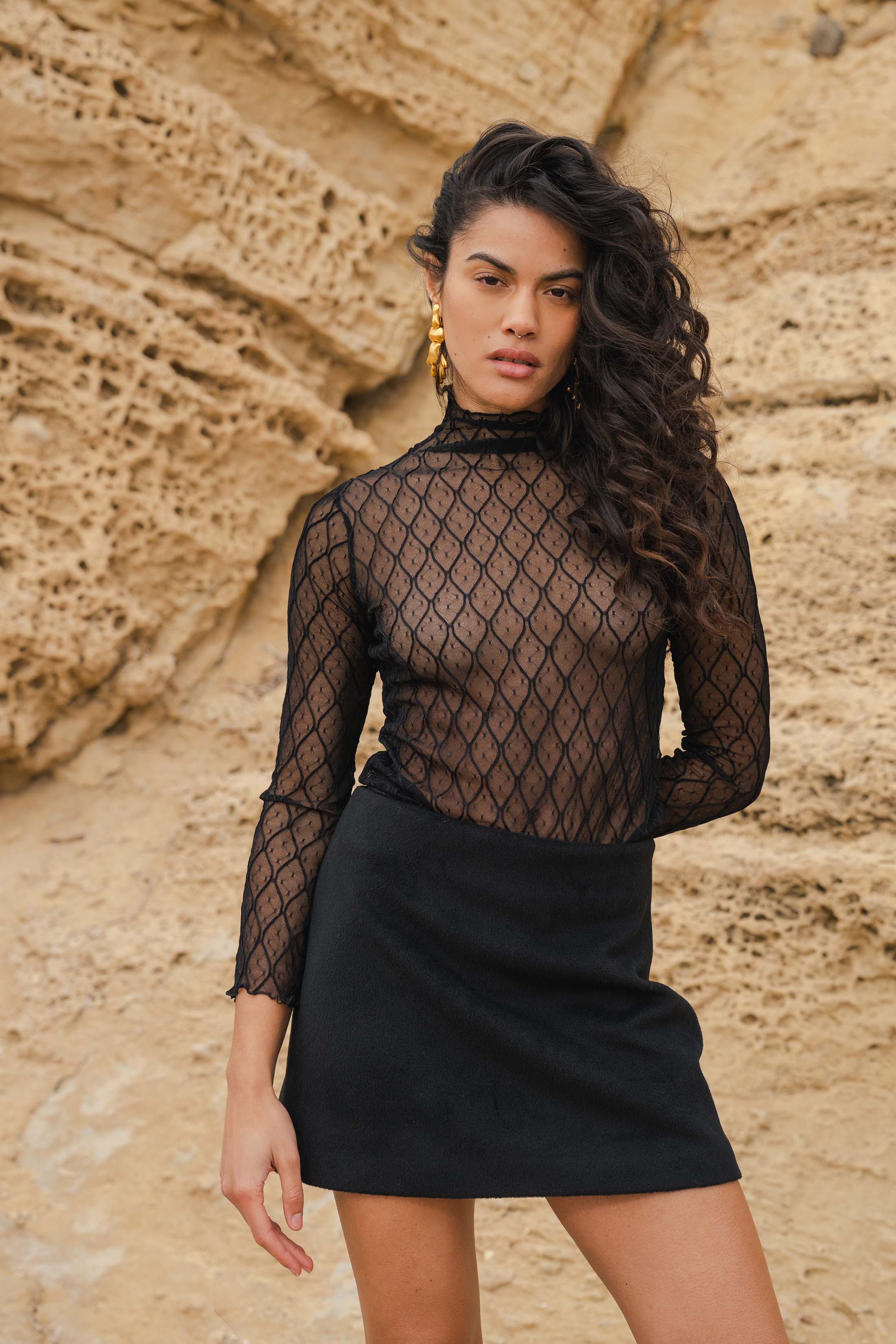 INES SKIRT WOOL BLACK