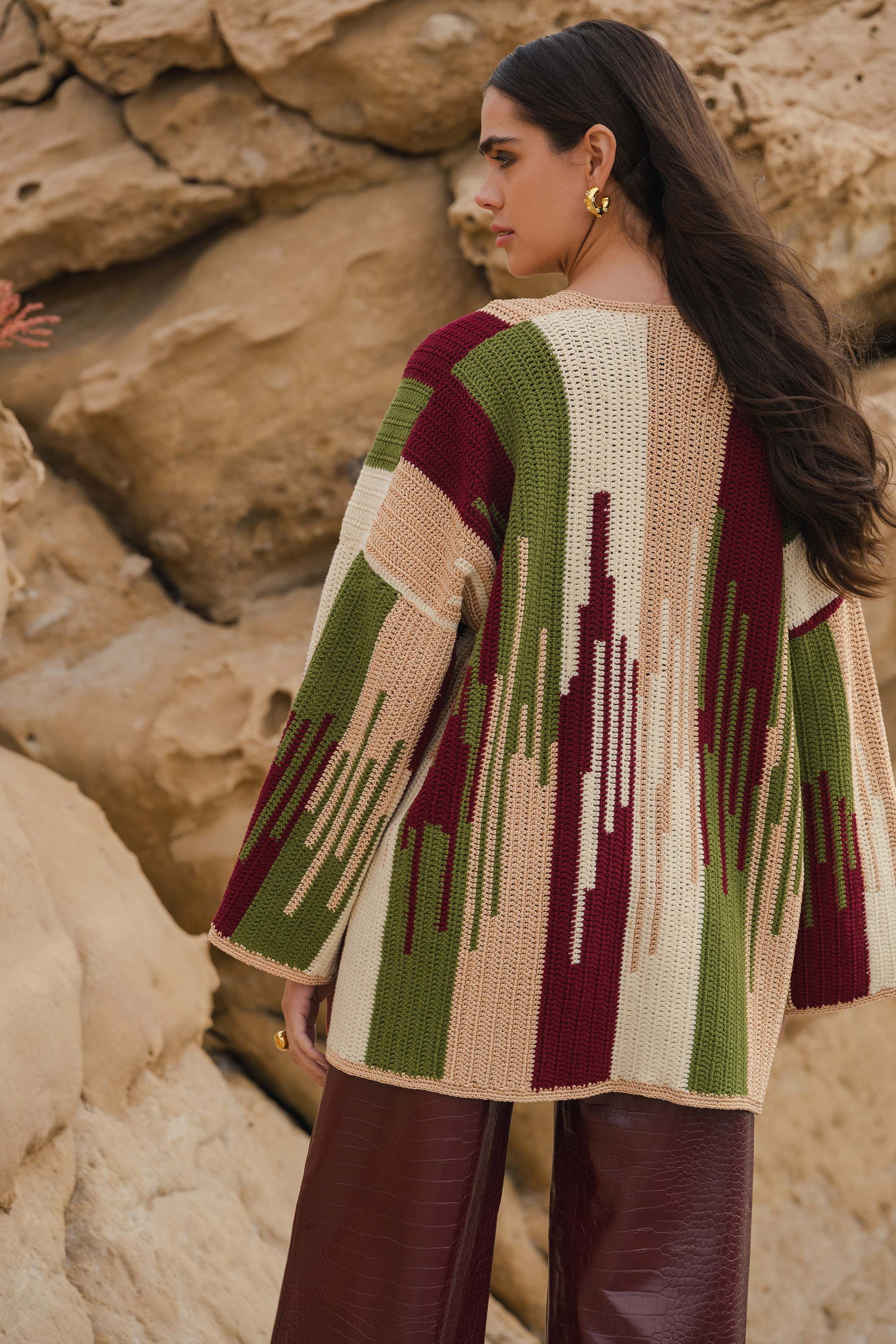 JADE JACKET BEIGE/GREEN/BURGUNDY