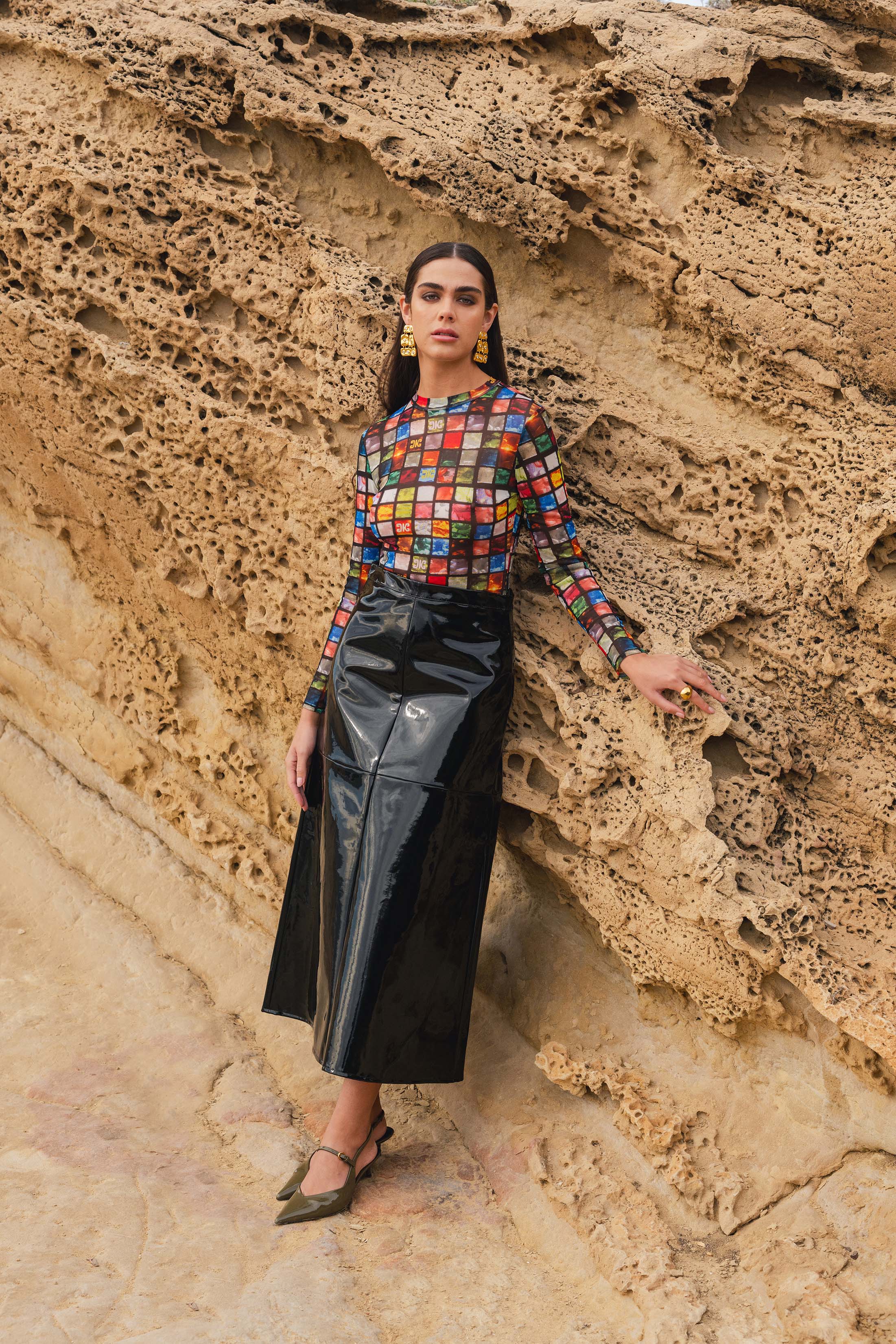 VINA LONG SKIRT VINYL BLACK