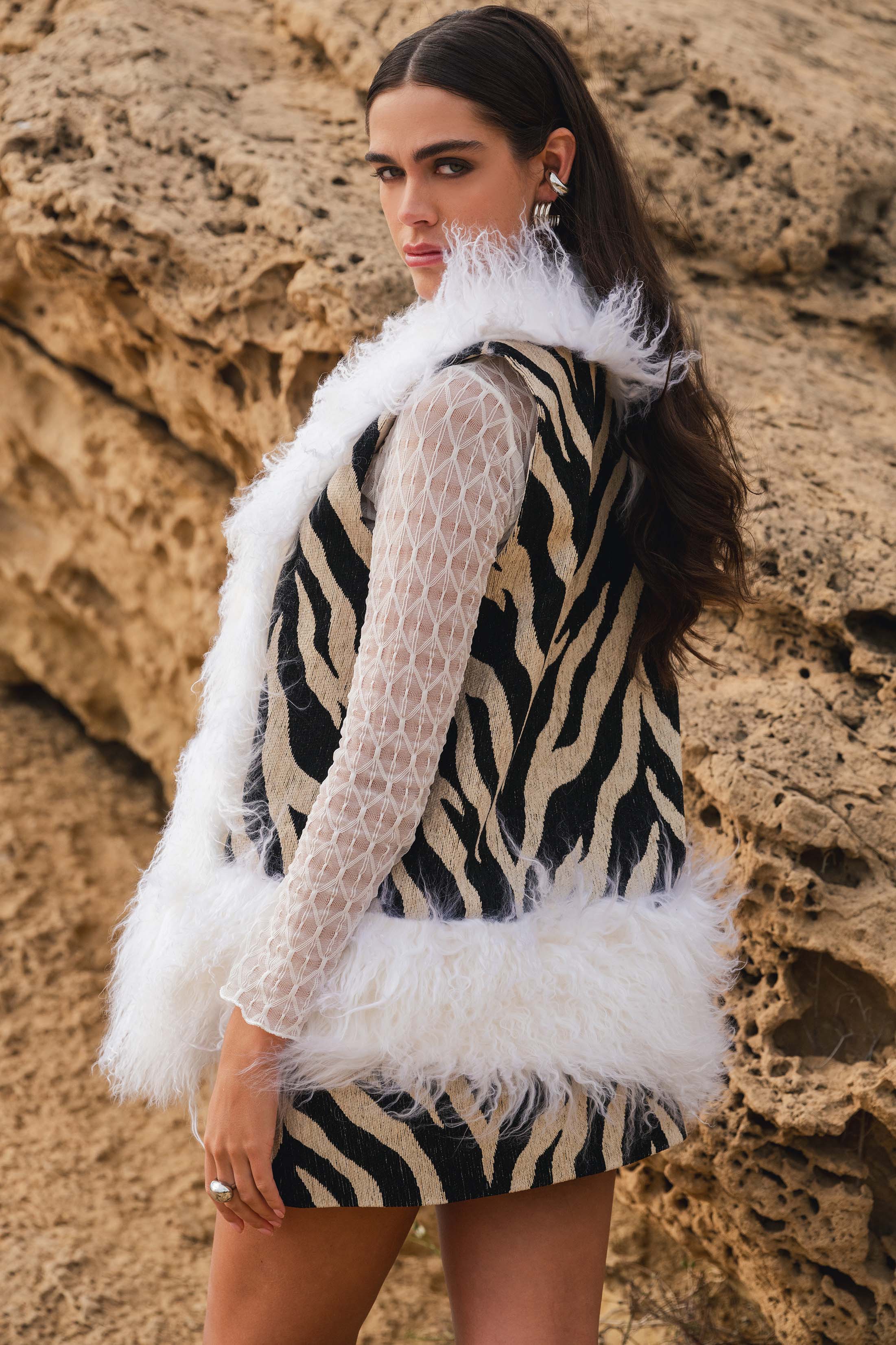 ZELLA GILET ZEBRA BLACK/WHITE