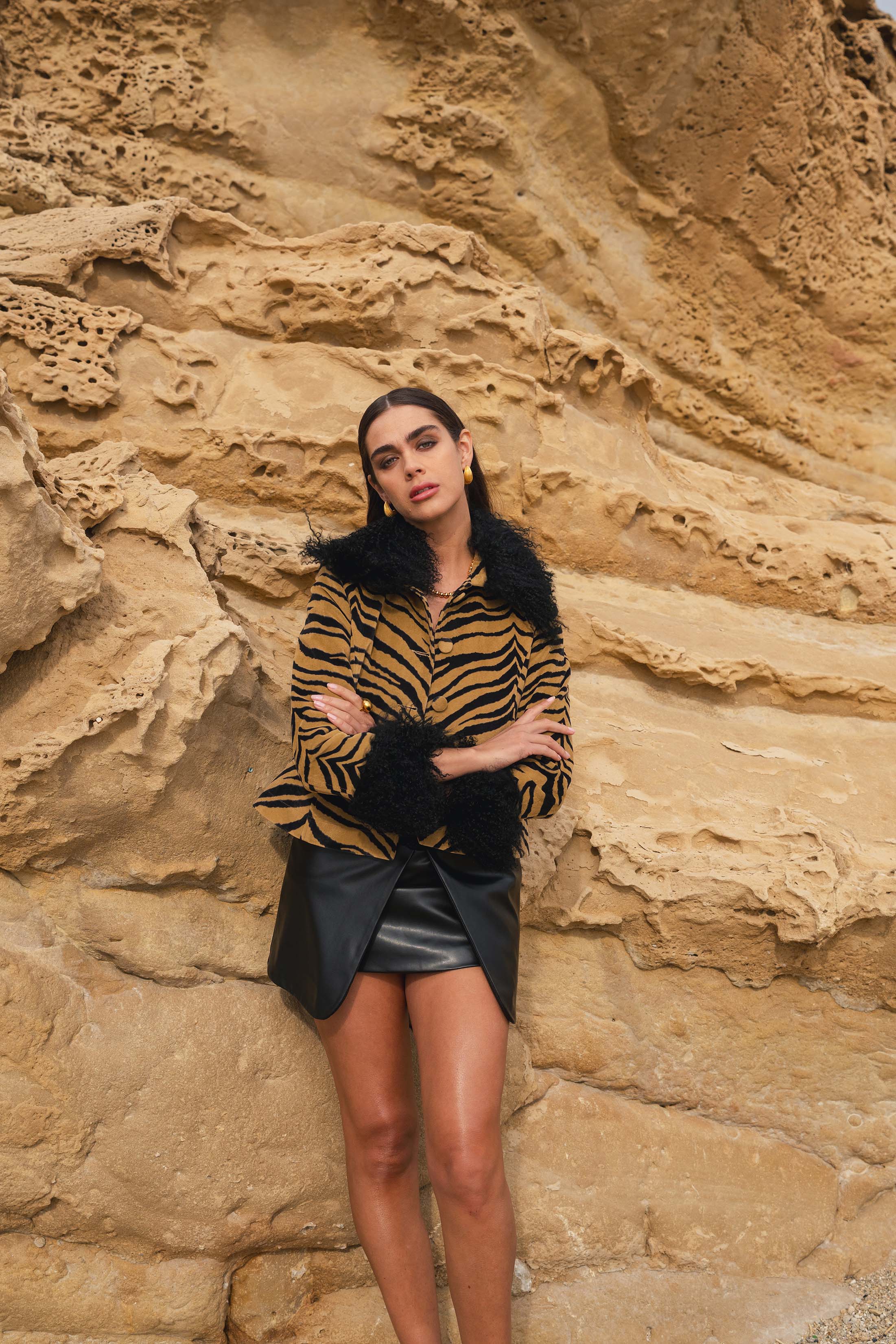 THESS JACKET ZEBRA CAMEL