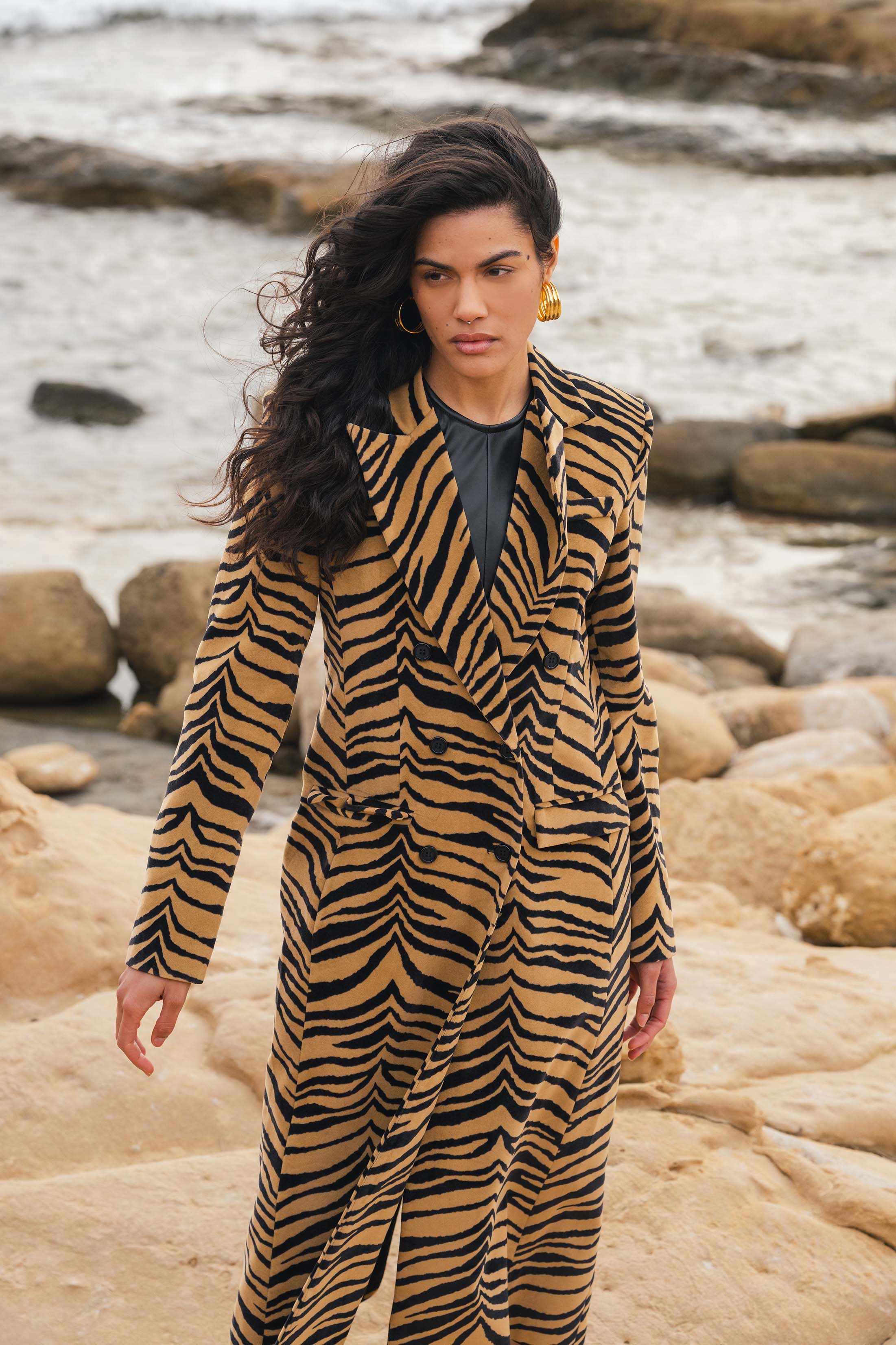 ZIMRAN COAT ZEBRA CAMEL