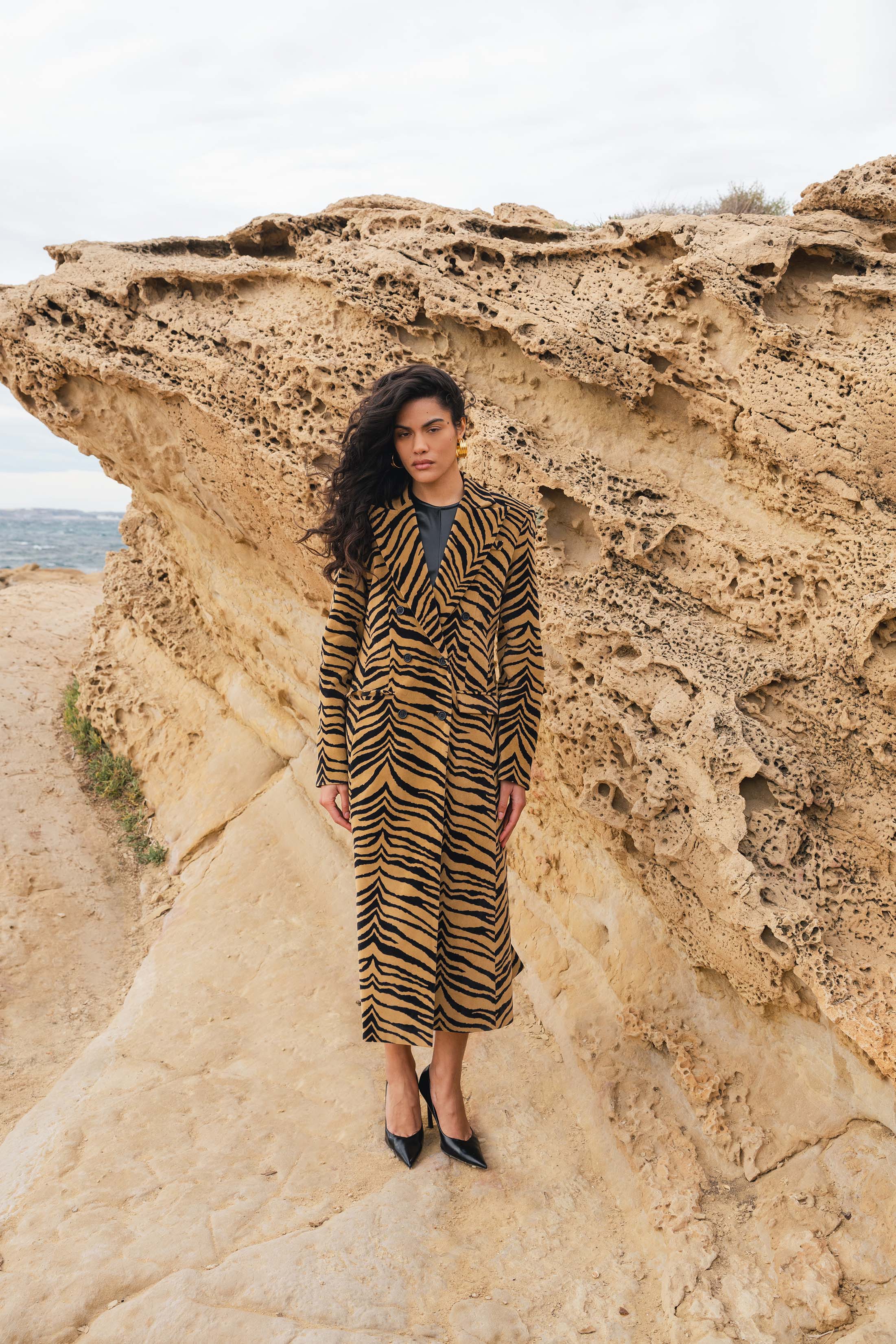 ZIMRAN COAT ZEBRA CAMEL