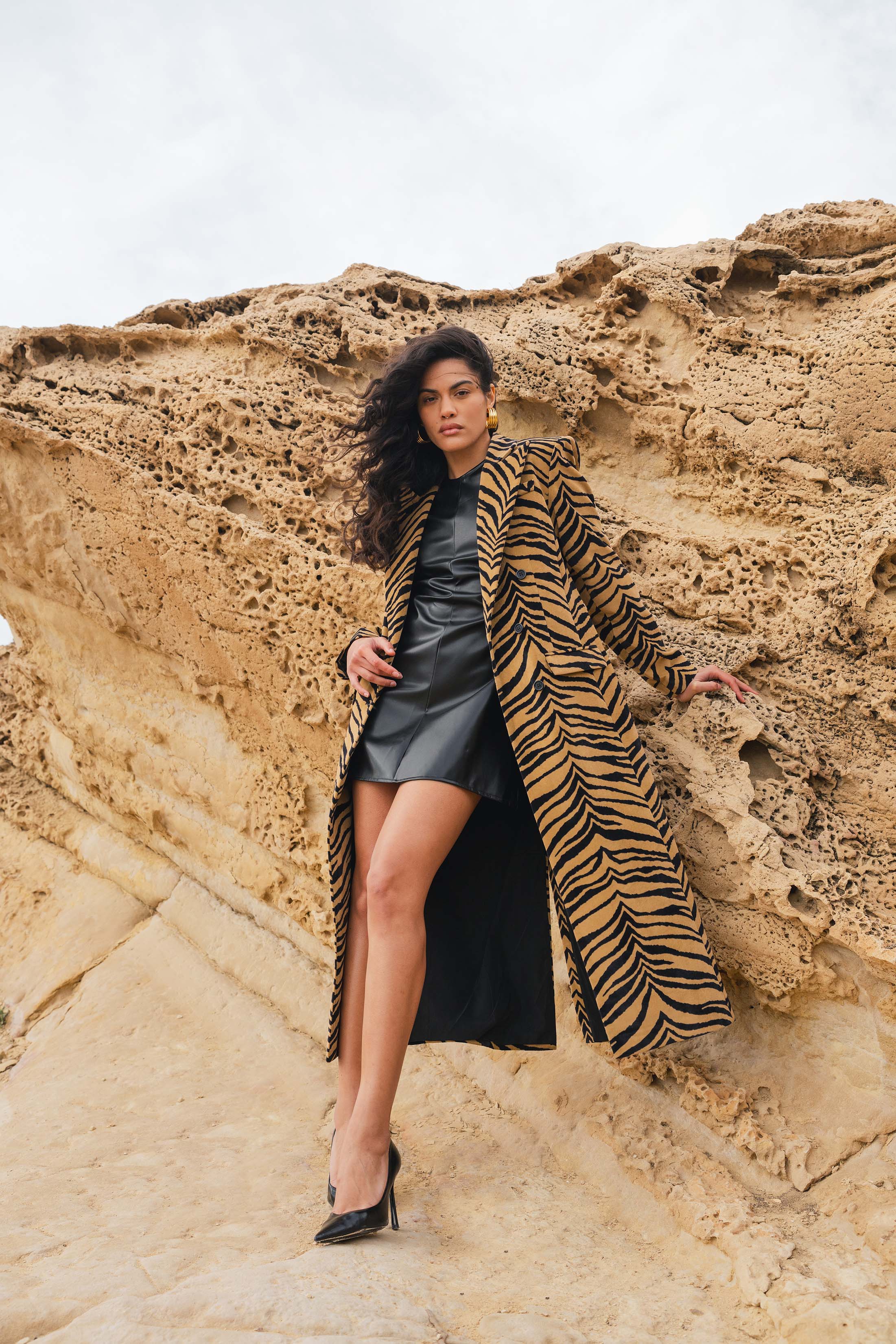 ZIMRAN COAT ZEBRA CAMEL